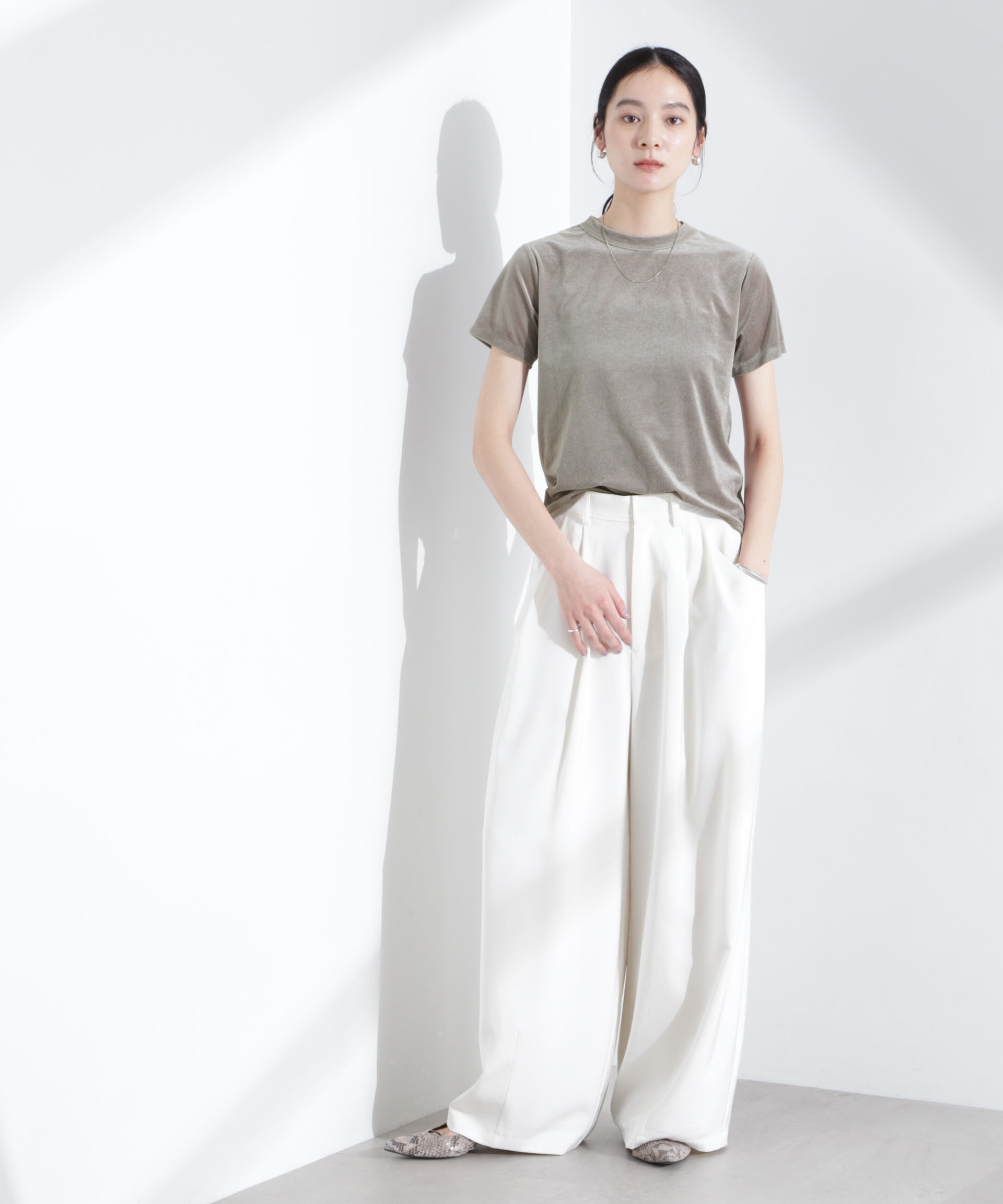 NANO universe「シアーベロアコンパクトTシャツ」|Tシャツ・カットソー|