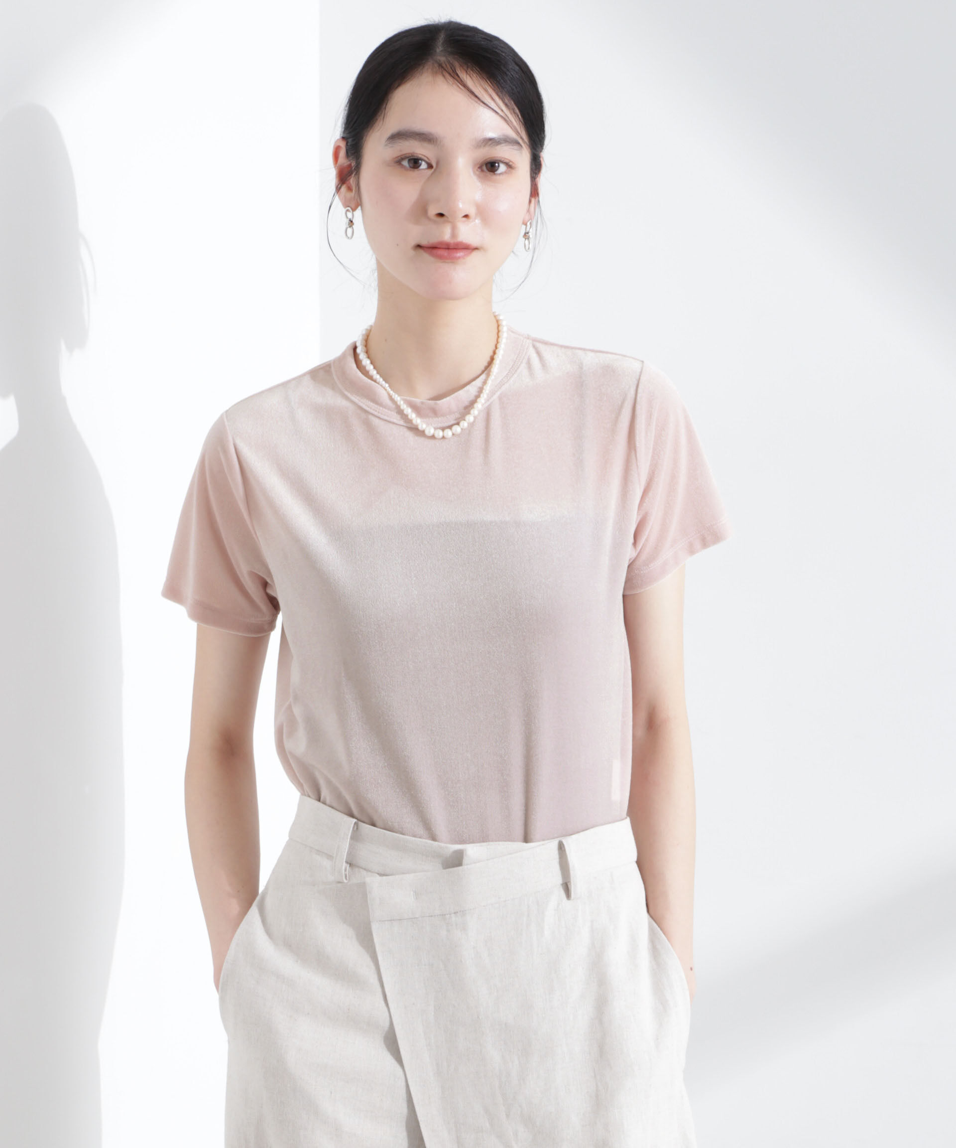 NANO universe「シアーベロアコンパクトTシャツ」|Tシャツ・カットソー|