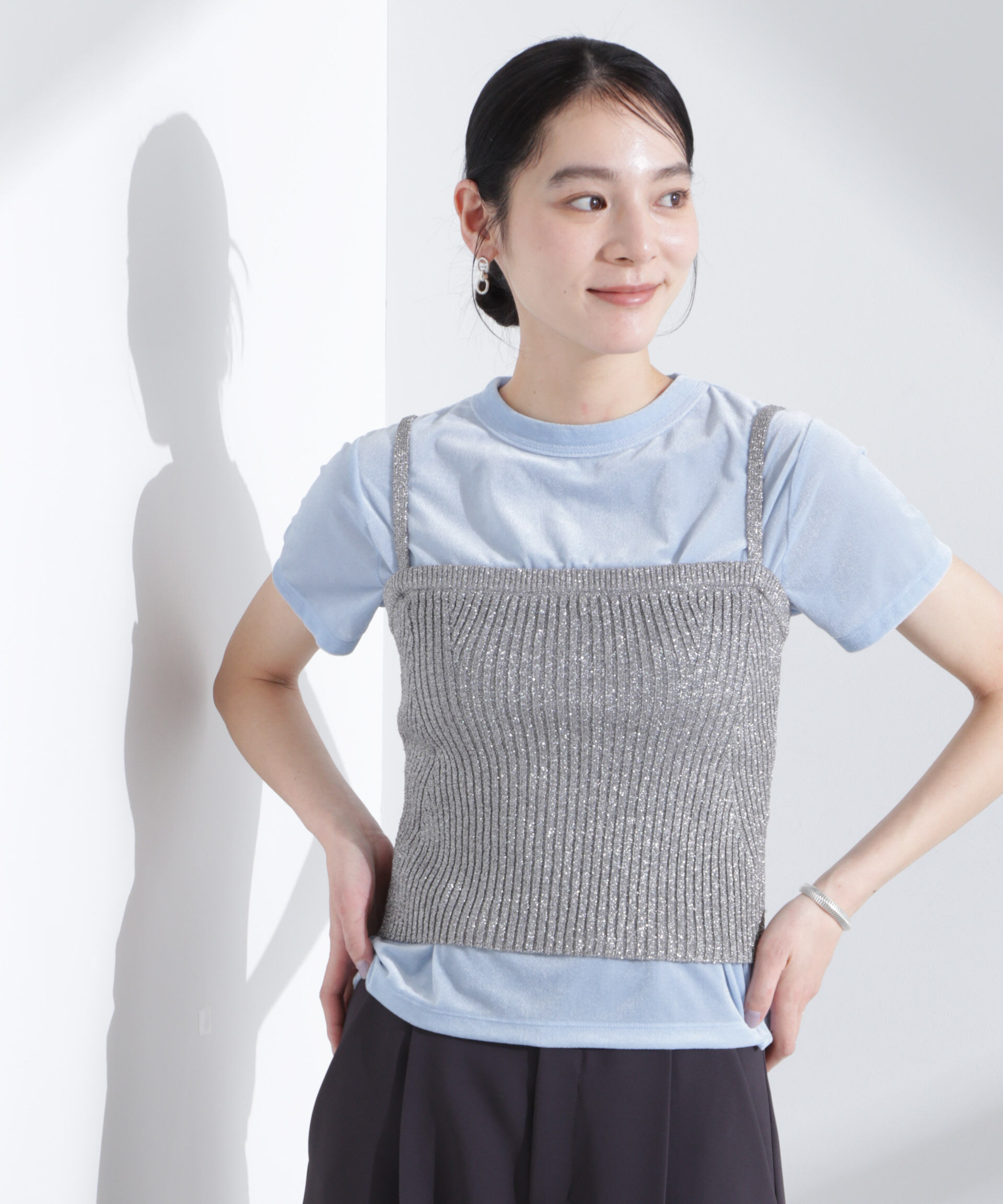 NANO universe「シアーベロアコンパクトTシャツ」|Tシャツ・カットソー|