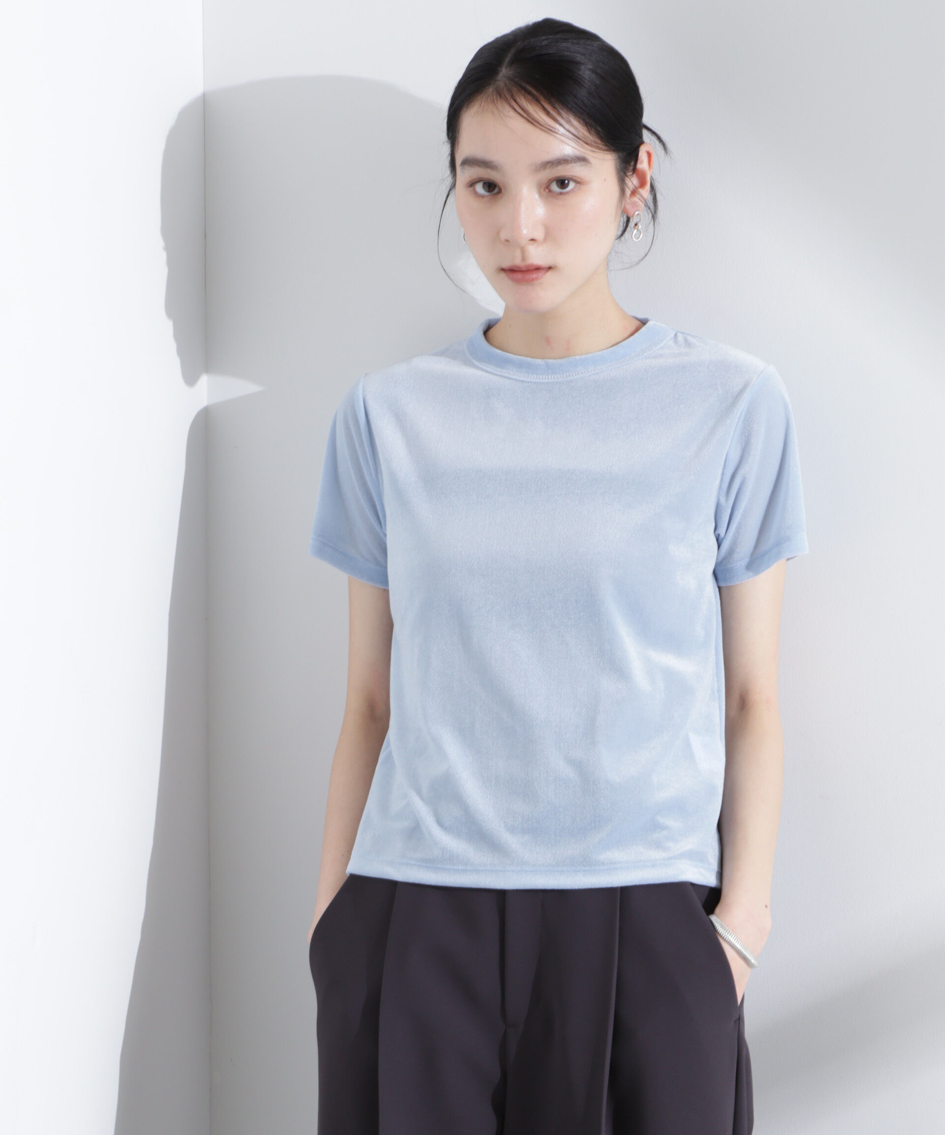 NANO universe「シアーベロアコンパクトTシャツ」|Tシャツ・カットソー|