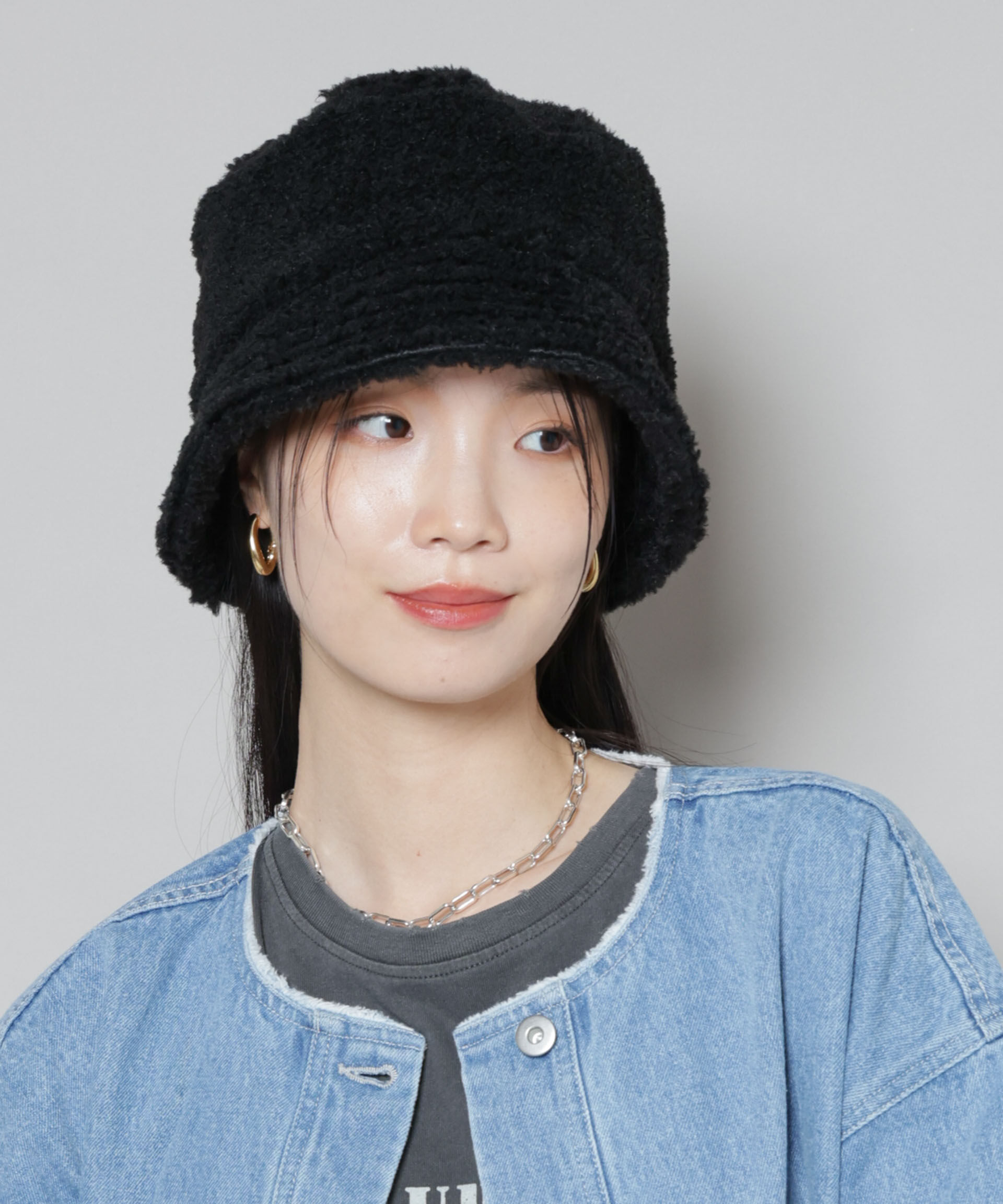 nano･universe「Healthknit/別注ボアバケットハット」|キャップ・キャスケット|ブラック