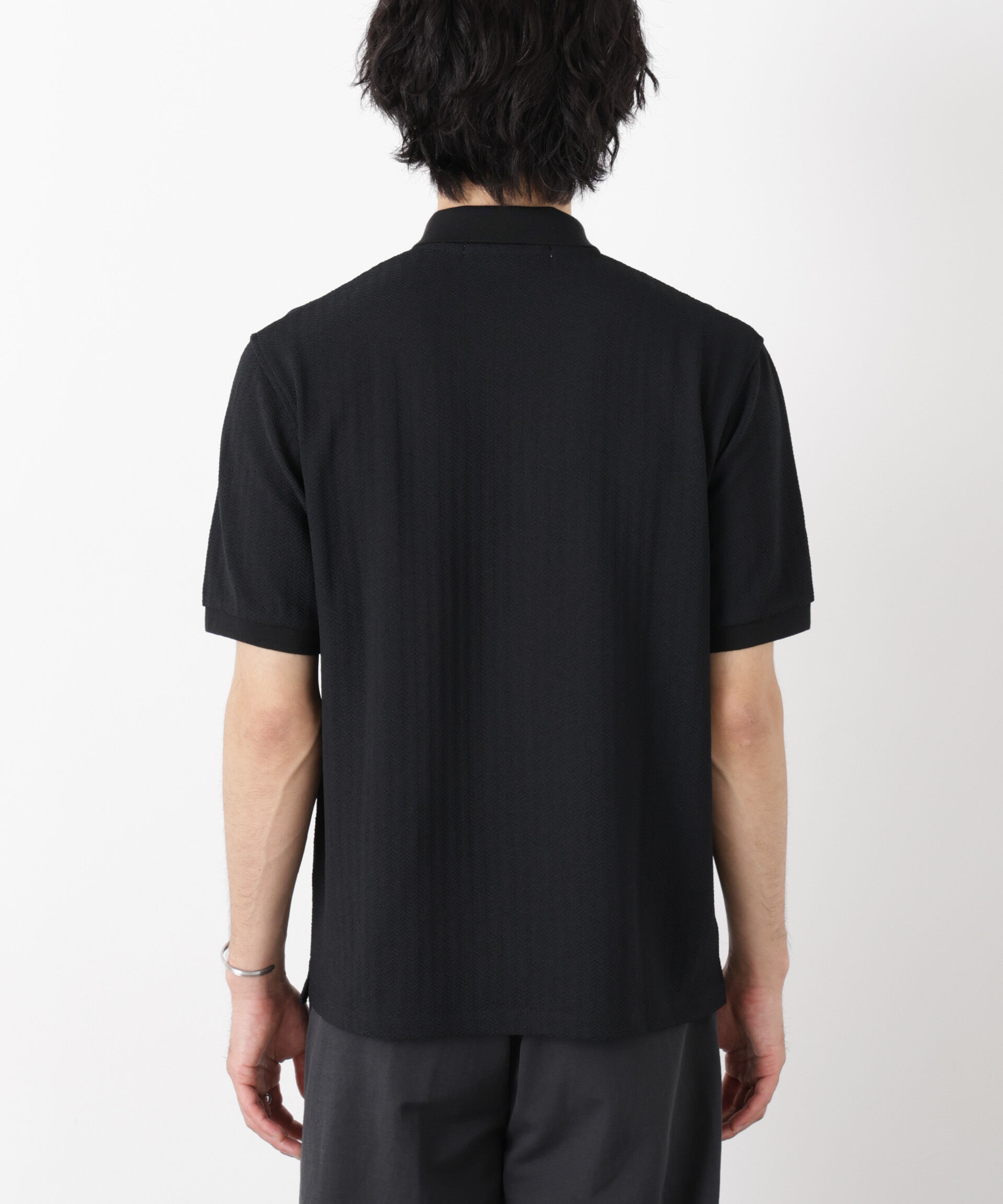 NANO universe「「モダンコンフォート」 ヘリンボン ポロシャツ 半袖」|Tシャツ・カットソー|
