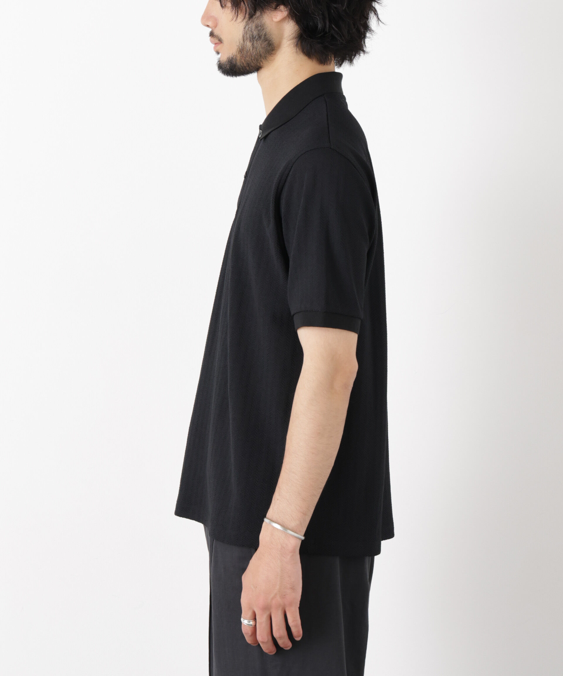 NANO universe「「モダンコンフォート」 ヘリンボン ポロシャツ 半袖」|Tシャツ・カットソー|