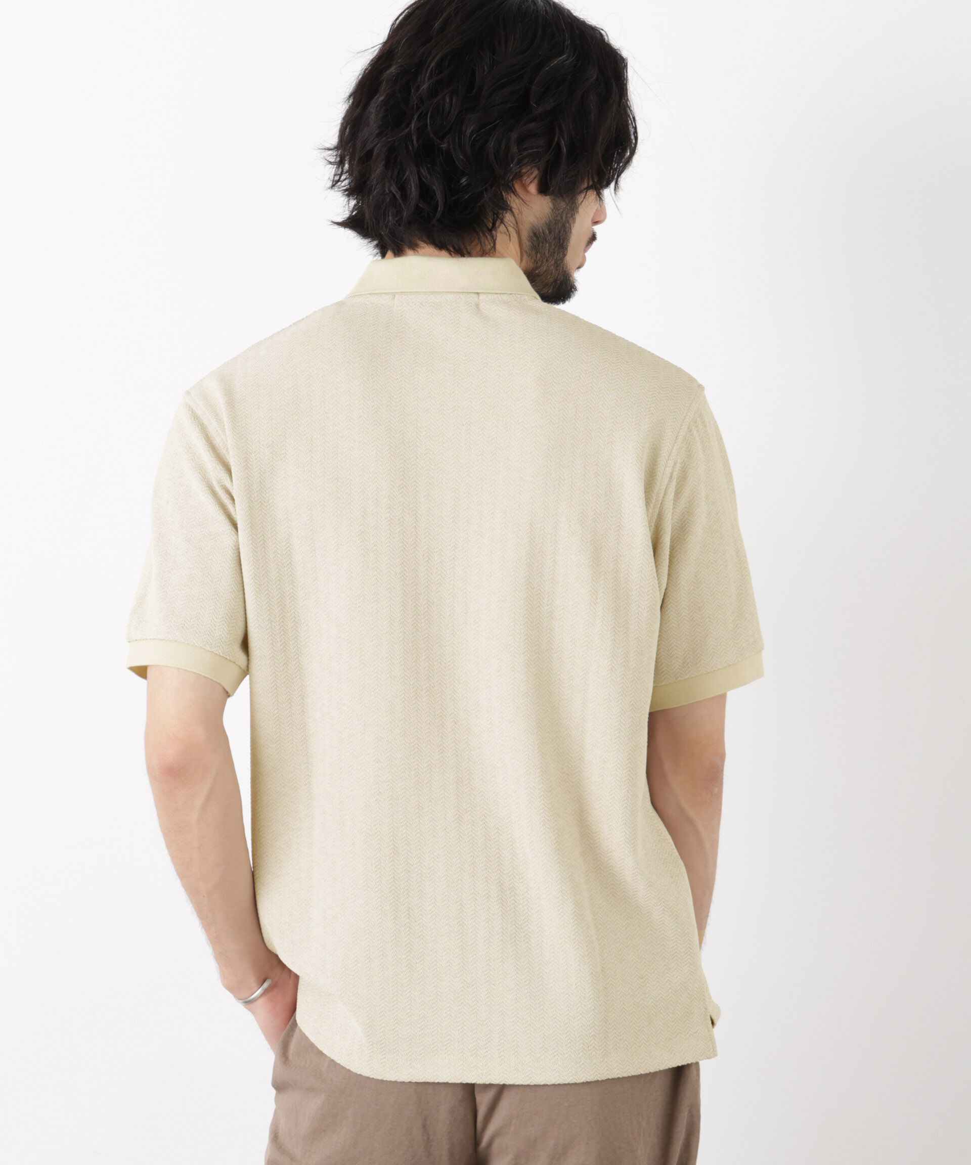 NANO universe「「モダンコンフォート」 ヘリンボン ポロシャツ 半袖」|Tシャツ・カットソー|