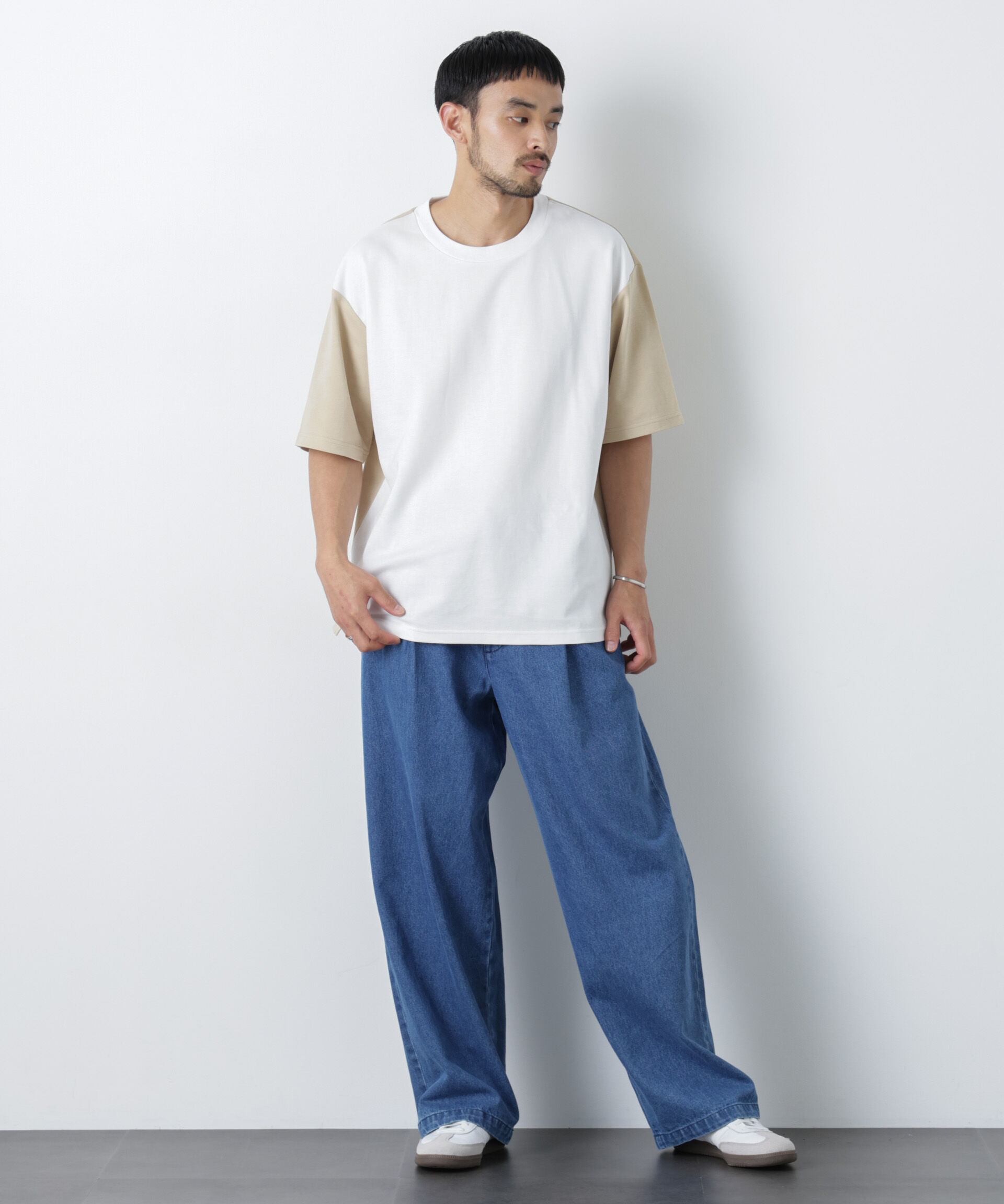 nano･universe「2トーンシルケット切り替えTシャツ 半袖」|Tシャツ・カットソー|