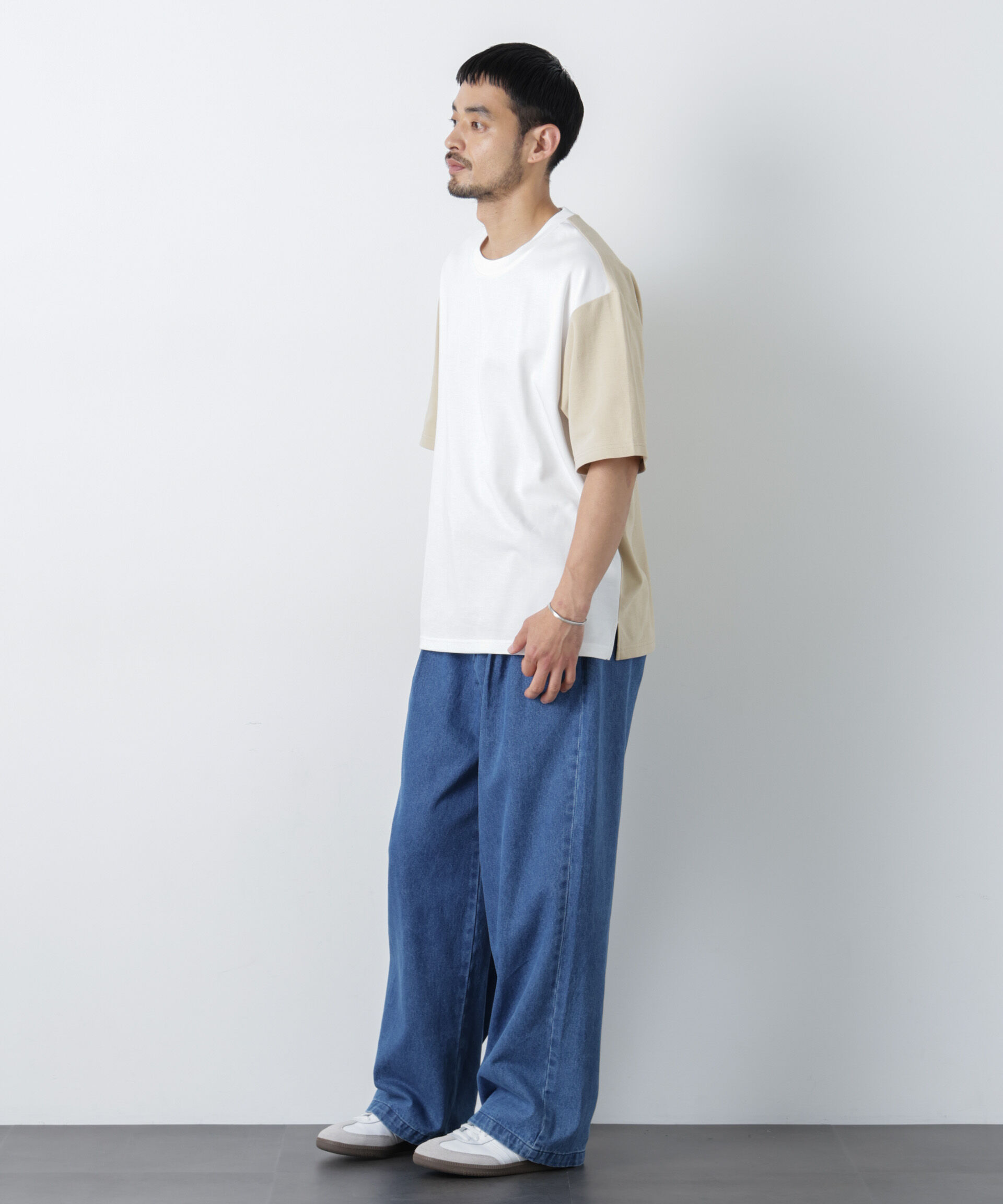 nano･universe「2トーンシルケット切り替えTシャツ 半袖」|Tシャツ・カットソー|