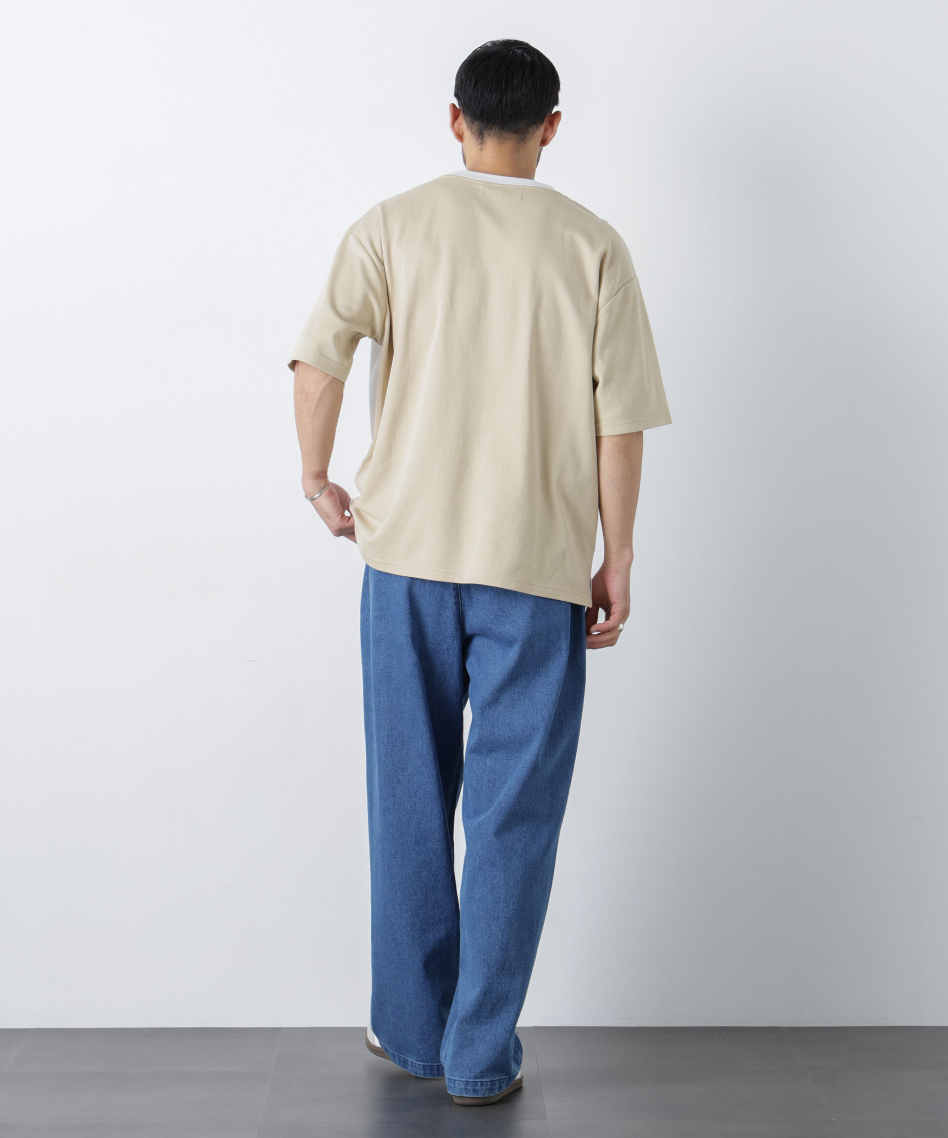 nano･universe「2トーンシルケット切り替えTシャツ 半袖」|Tシャツ・カットソー|