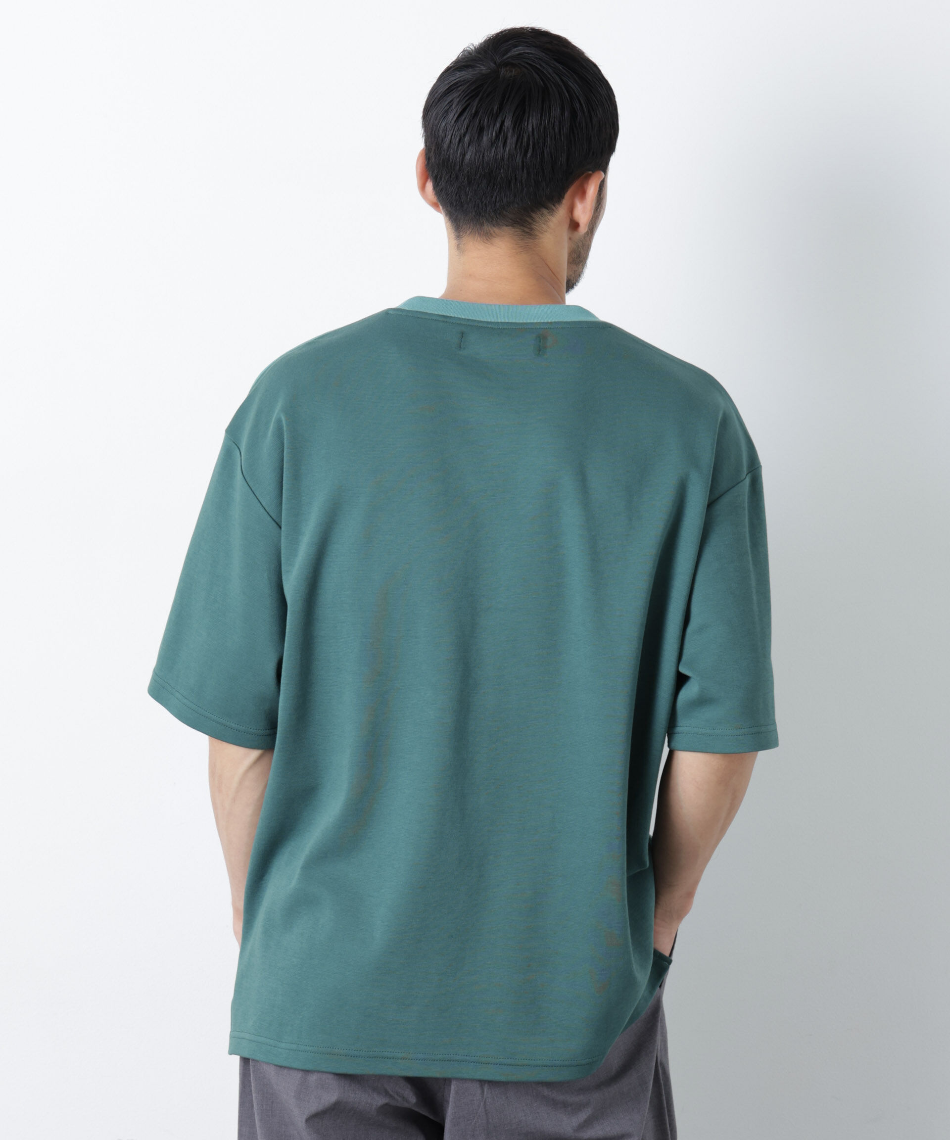 nano･universe「2トーンシルケット切り替えTシャツ 半袖」|Tシャツ・カットソー|