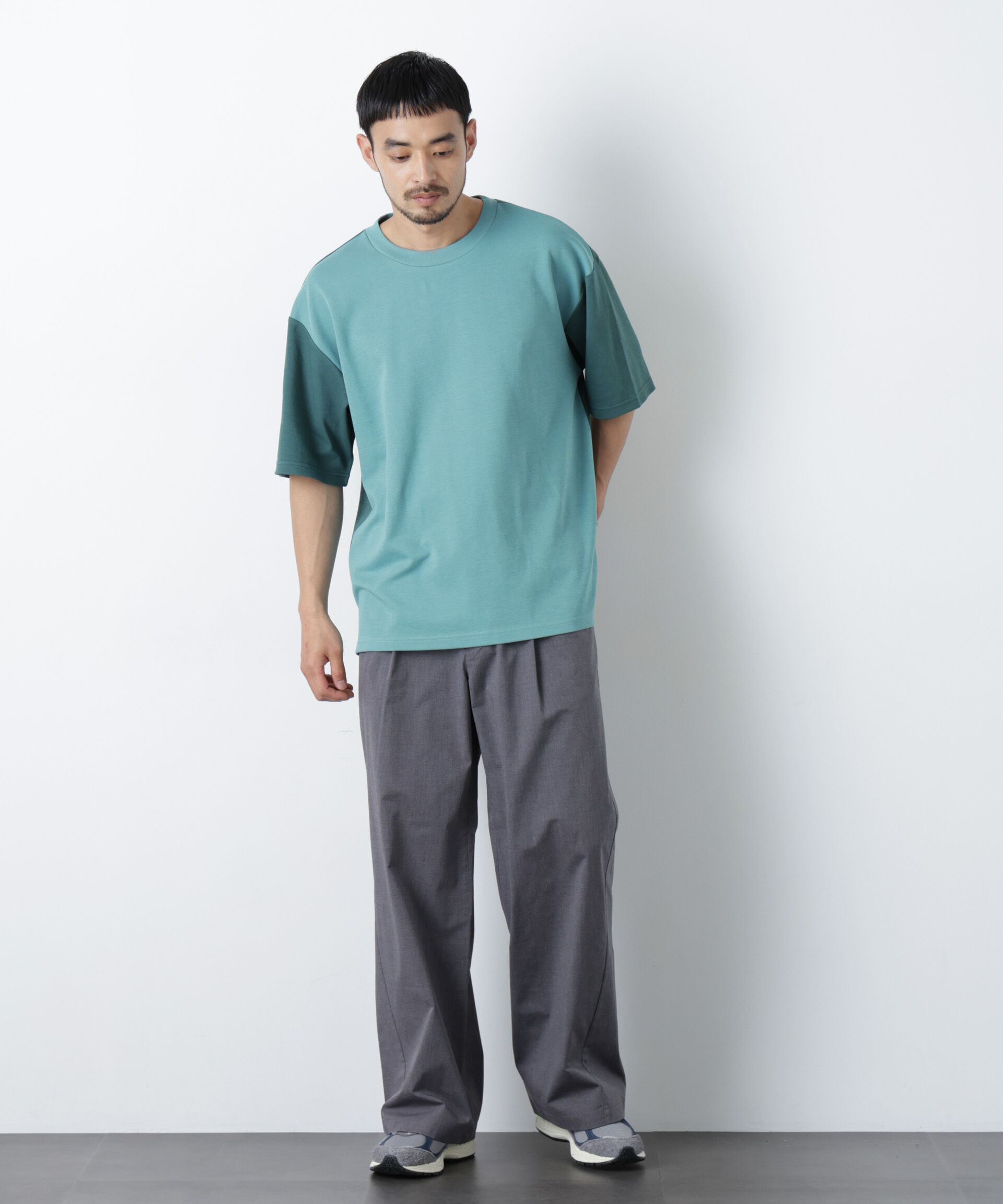 nano･universe「2トーンシルケット切り替えTシャツ 半袖」|Tシャツ・カットソー|