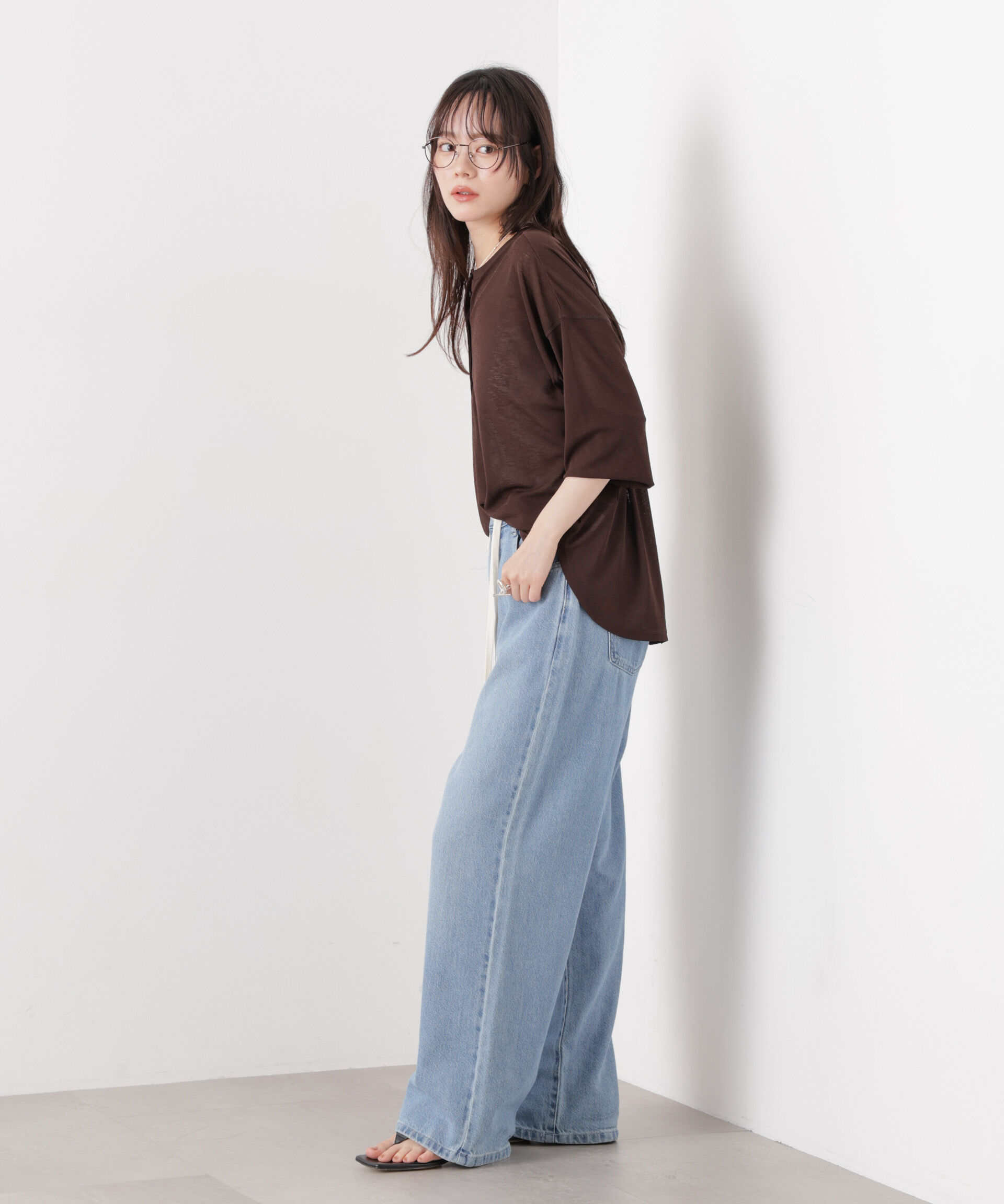 nano･universe「速乾機能付ヘンリーネックシアーカットトップス」|Tシャツ・カットソー|