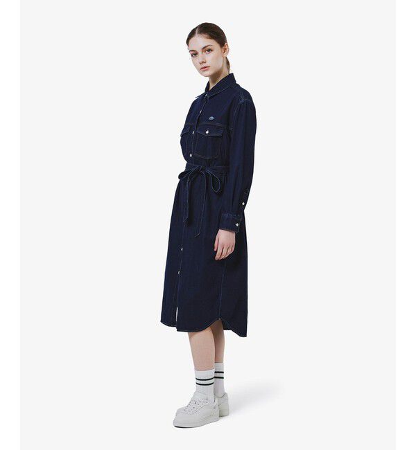LACOSTE「ロングデニムシャツドレス / シャツワンピース ウエストベルト付き」|ワンピース|