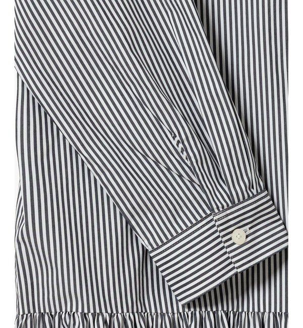 LACOSTE「バンドカラーロングシャツドレス / ストライプシャツワンピース」|ワンピース|