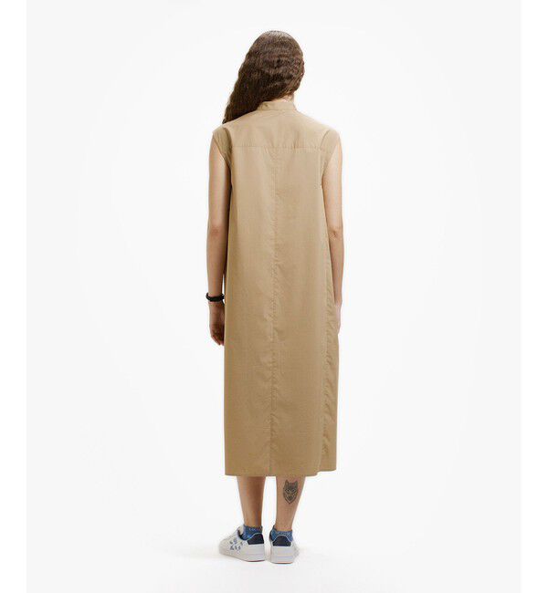 LACOSTE「Aラインノースリーブシャツドレス / ミモレ丈シャツワンピース」|ワンピース|
