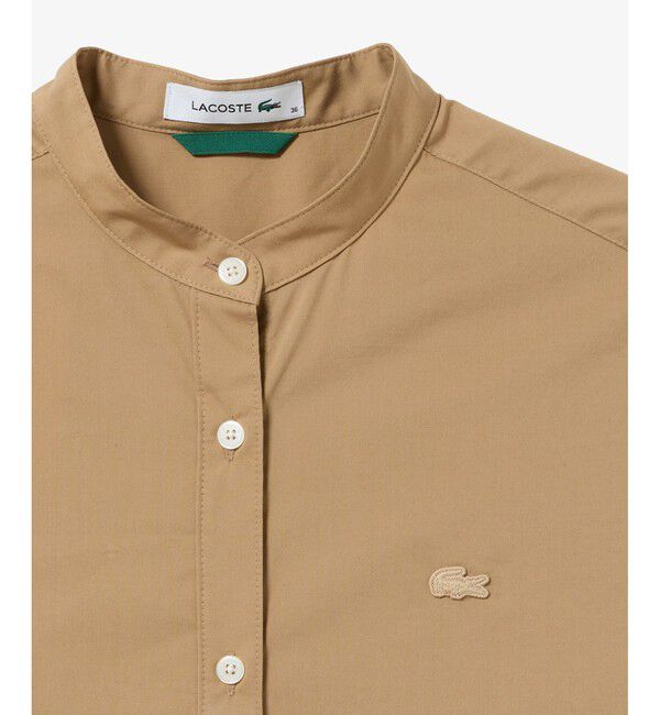 LACOSTE「Aラインノースリーブシャツドレス / ミモレ丈シャツワンピース」|ワンピース|