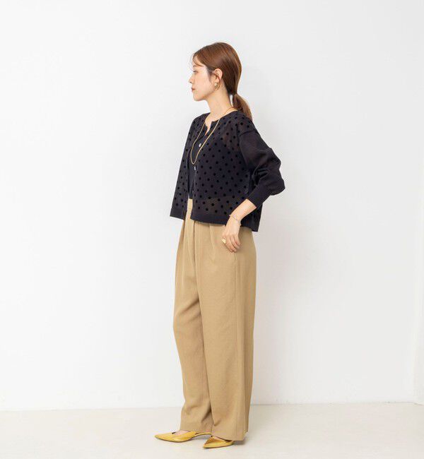 NOLLEY'S「《手洗い可能》フロッキードットプリントクルーネックカーディガン」|カーディガン|