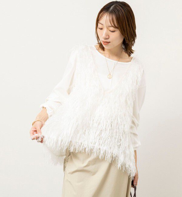 NOLLEY'S「【WEB限定】ウォッシャブルシアーフェザータンク」|シャツ・ブラウス|