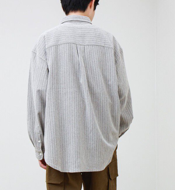 GLOSTER「Stripe crepe ストライプ楊柳 ロングスリーブオーバーサイズシャツ　」|シャツ・ブラウス|