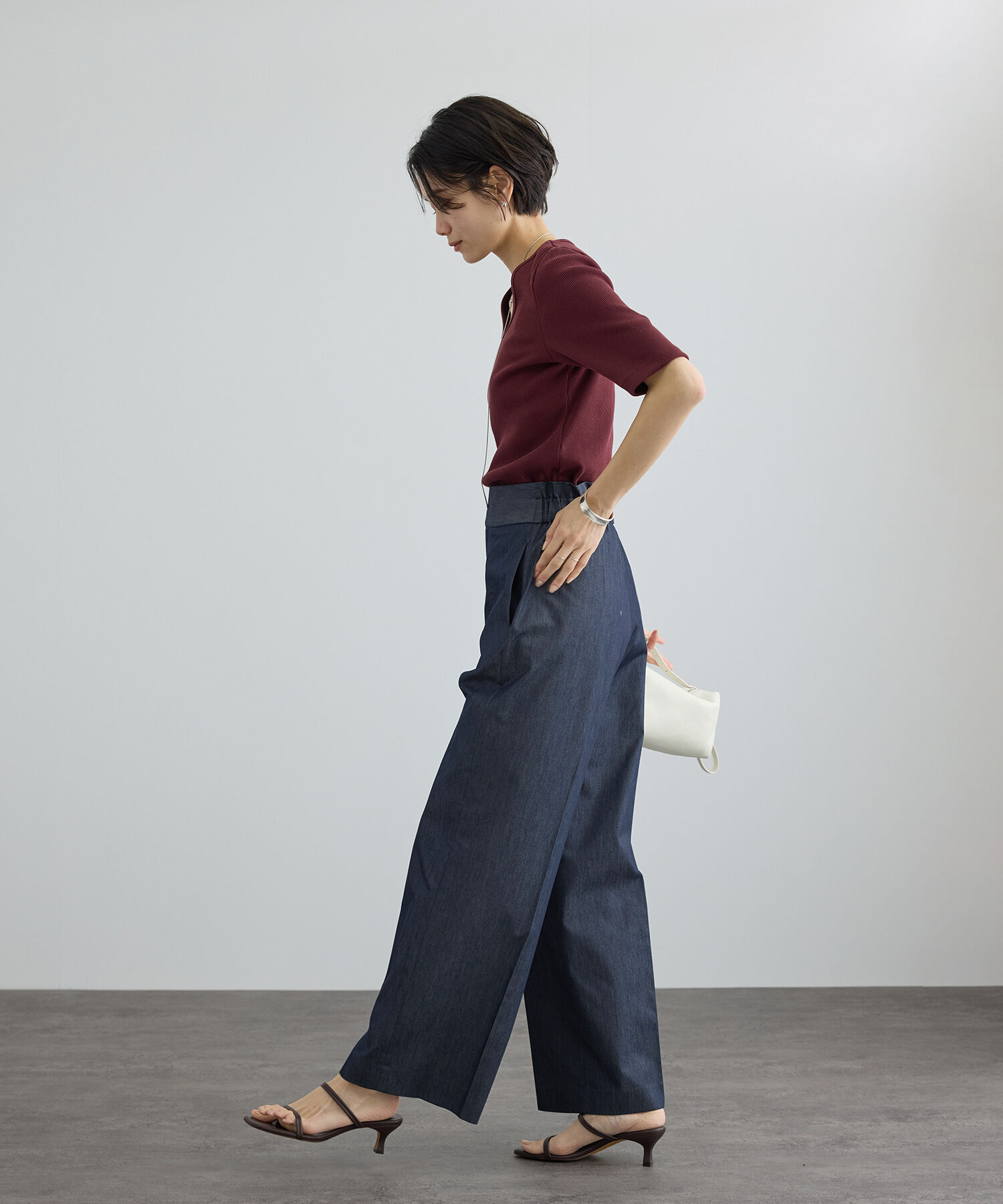 SALON adam et rope'「コットンライクスタイルアップパンツ 3」|スラックス|