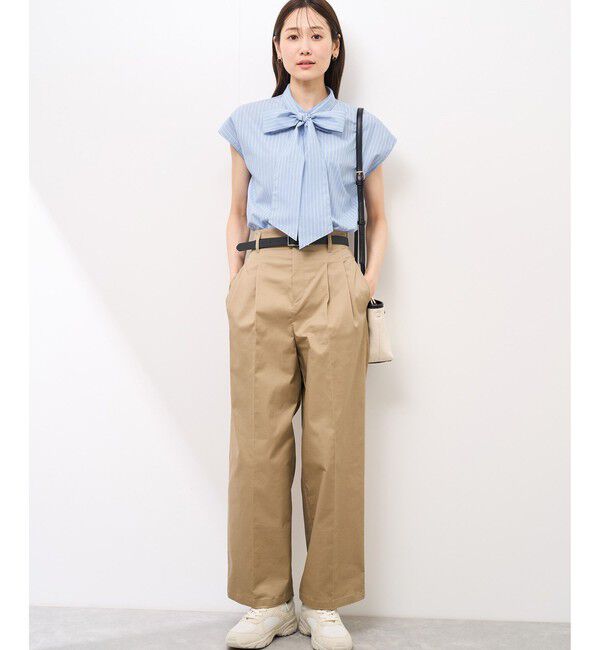 Rope&rsquo;Picnic「【防シワ】リボンフレンチスリーブシャツ」|シャツ・ブラウス|