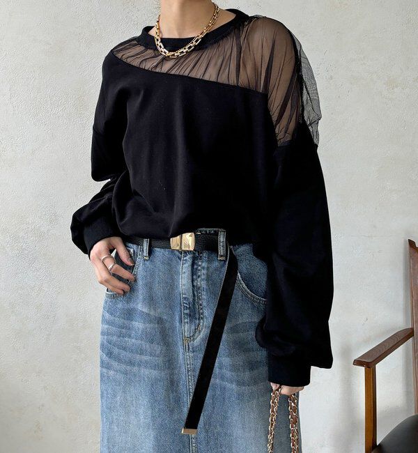  「【WEB限定】シアー切替カットソー」|Tシャツ・カットソー|