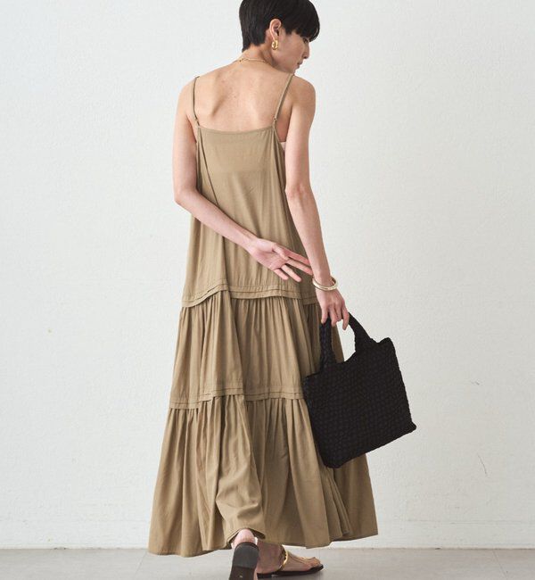  「《全骨格対応/リピートNo.1》サテンティアードキャミワンピース」|ワンピース|
