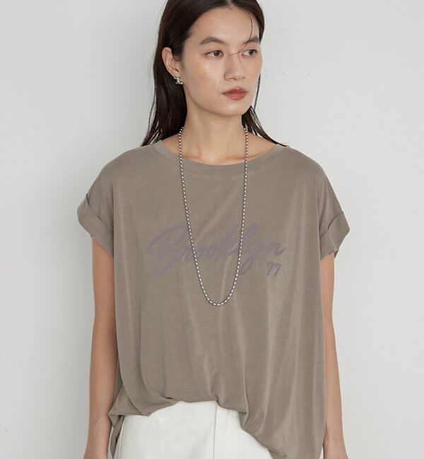  「《1枚で品よく決まる》ロゴフレンチT」|Tシャツ・カットソー|カーキ