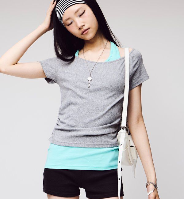  「【SLOPPY 】バックオープンギャザーTEE」|Tシャツ・カットソー|グレー
