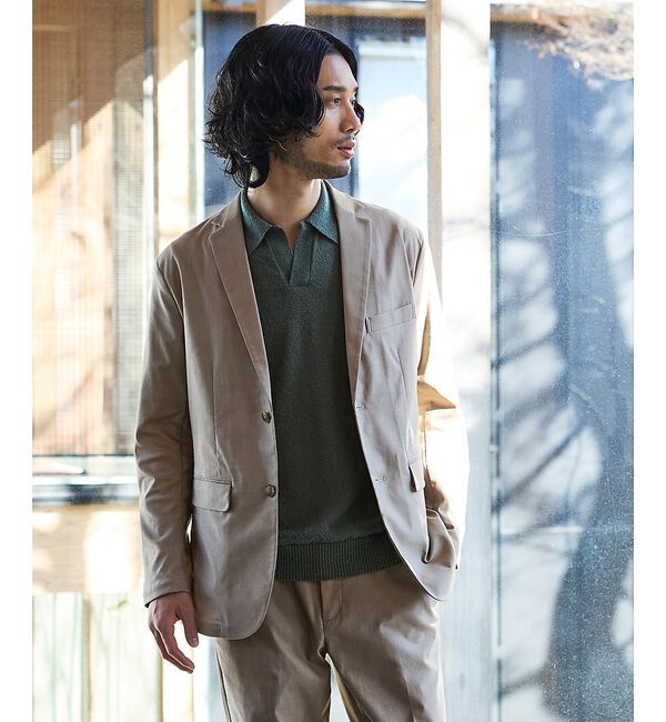 ABAHOUSE「【セットアップ対応】COOL DRY TOUCH ジャケット /接触冷感 /吸水」|テーラードジャケット|ベージュ