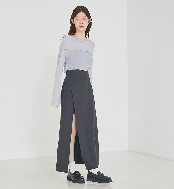 SELFIST「ショートパンツ付きスリットロングスカート」|スカート|