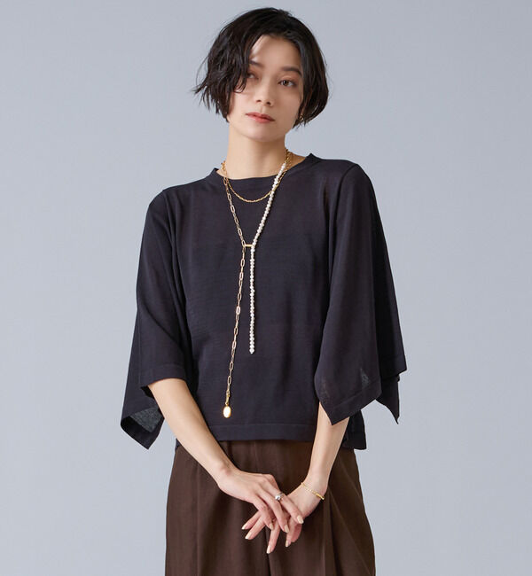 Liesse「クロップドワイドニット」|ニット・セーター|ブラック