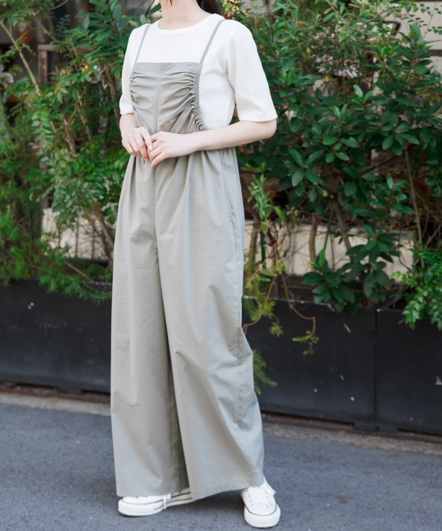 URBAN RESEARCH DOORS「FORK&SPOON　サイドギャザーサロペット」|スカート|