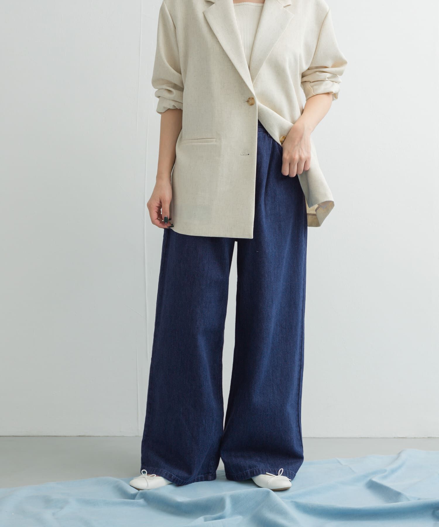 URBAN RESEARCH DOORS「Denim Tuck Wide Pants」|デニム|