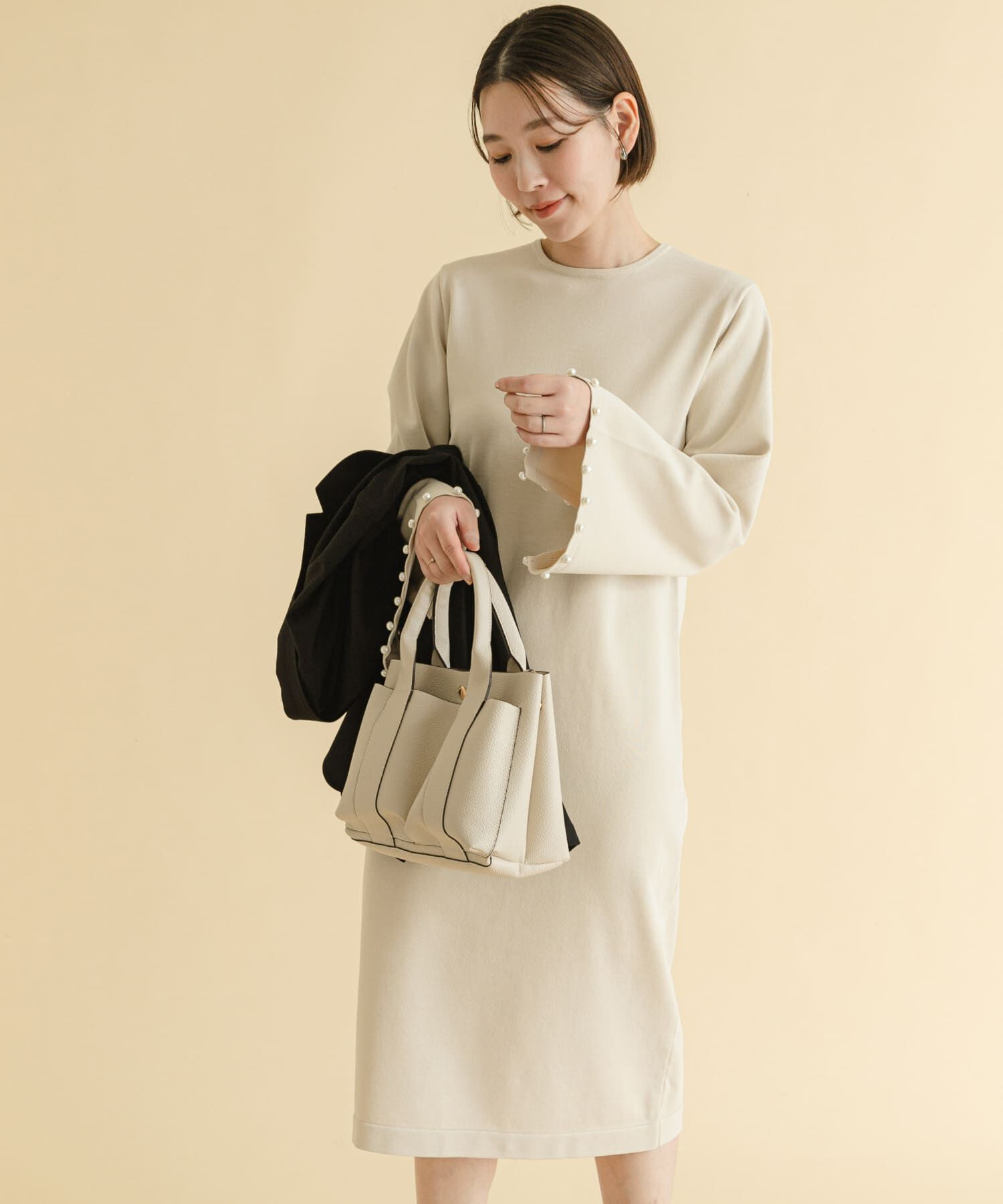 URBAN RESEARCH ROSSO「F by ROSSO　パールスリーブニットワンピース」|ワンピース|