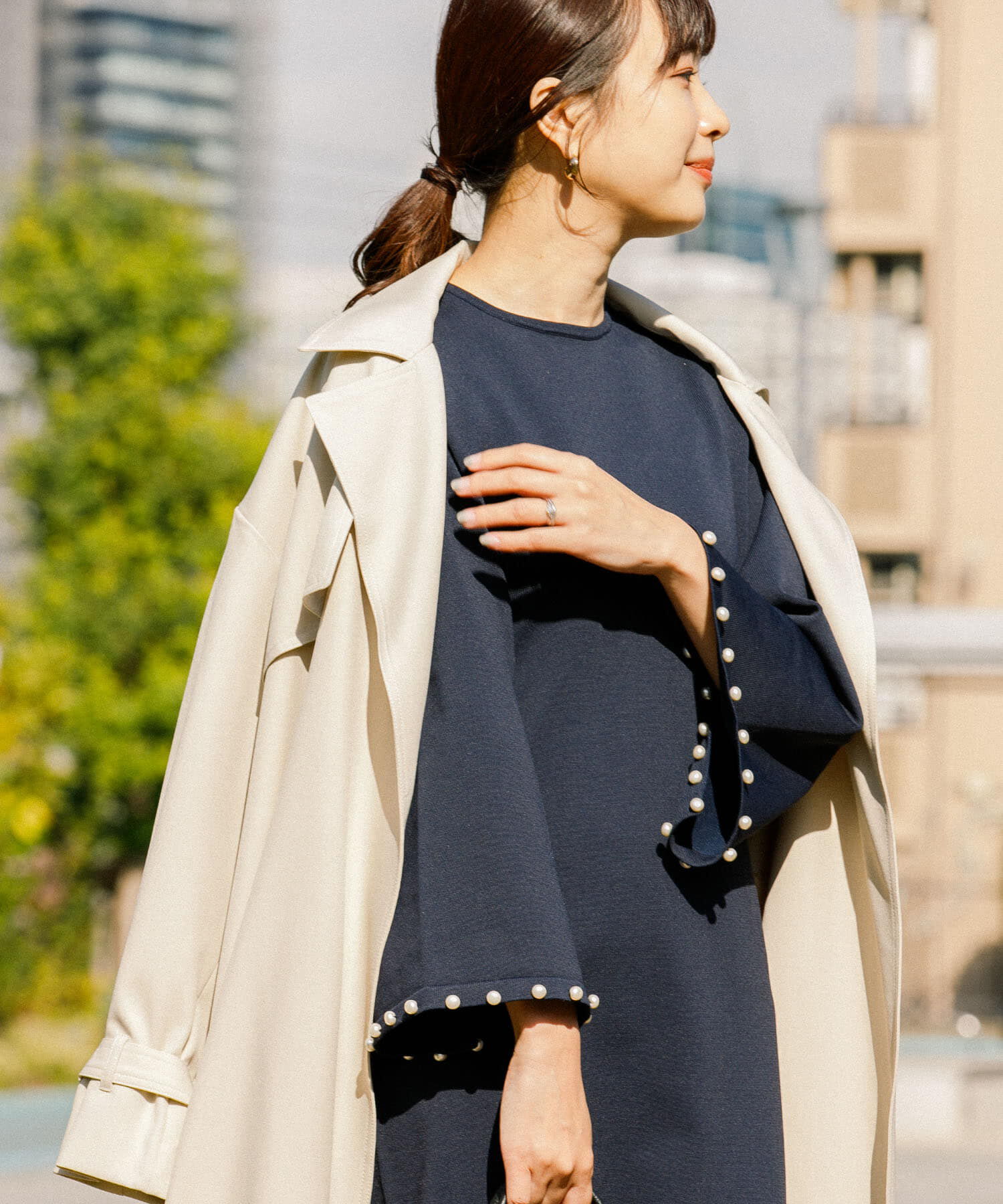 URBAN RESEARCH ROSSO「F by ROSSO　パールスリーブニットワンピース」|ワンピース|