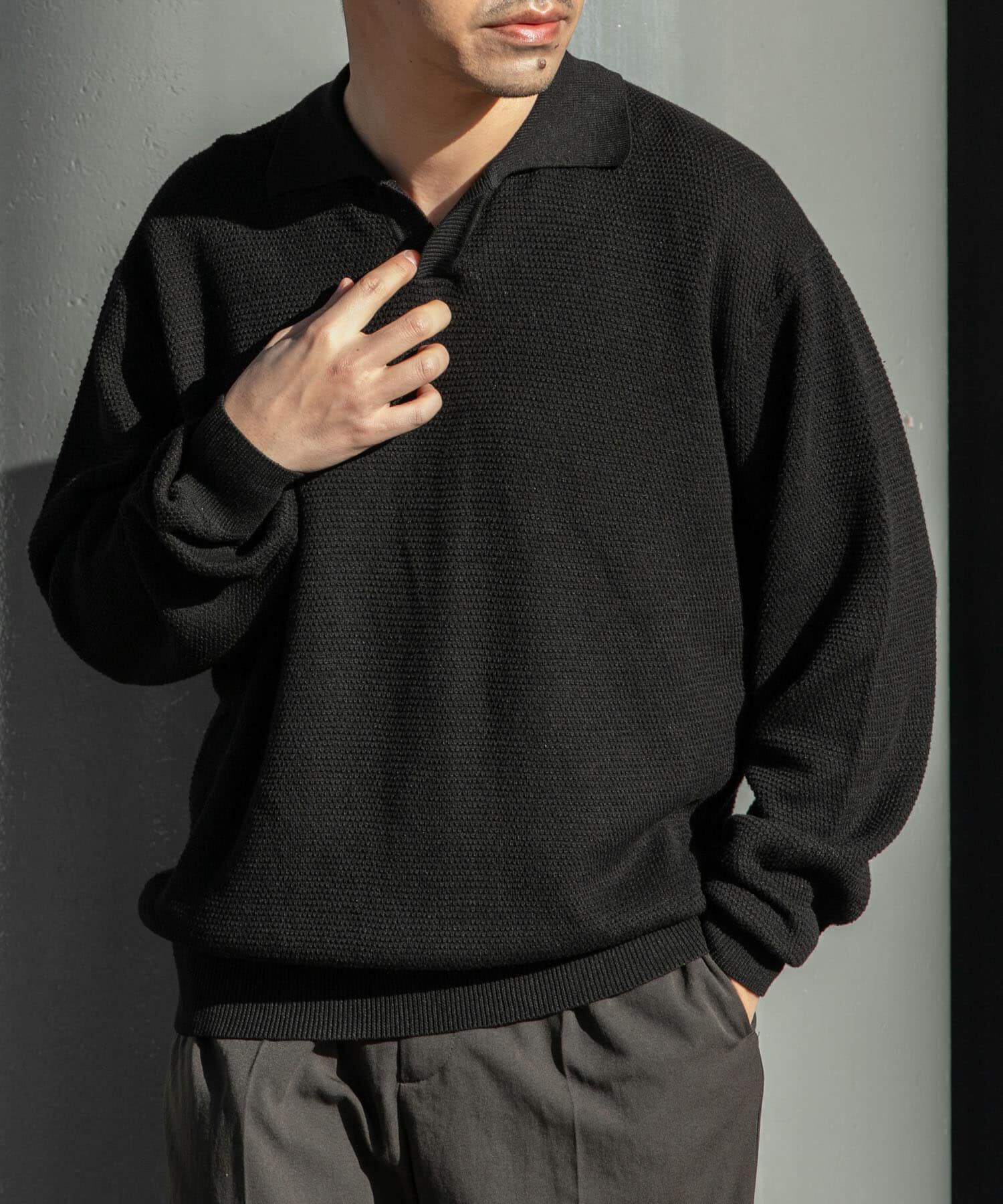 URBAN RESEARCH ROSSO「『WEB限定』変形カノコスキッパーニットポロ」|ニット・セーター|