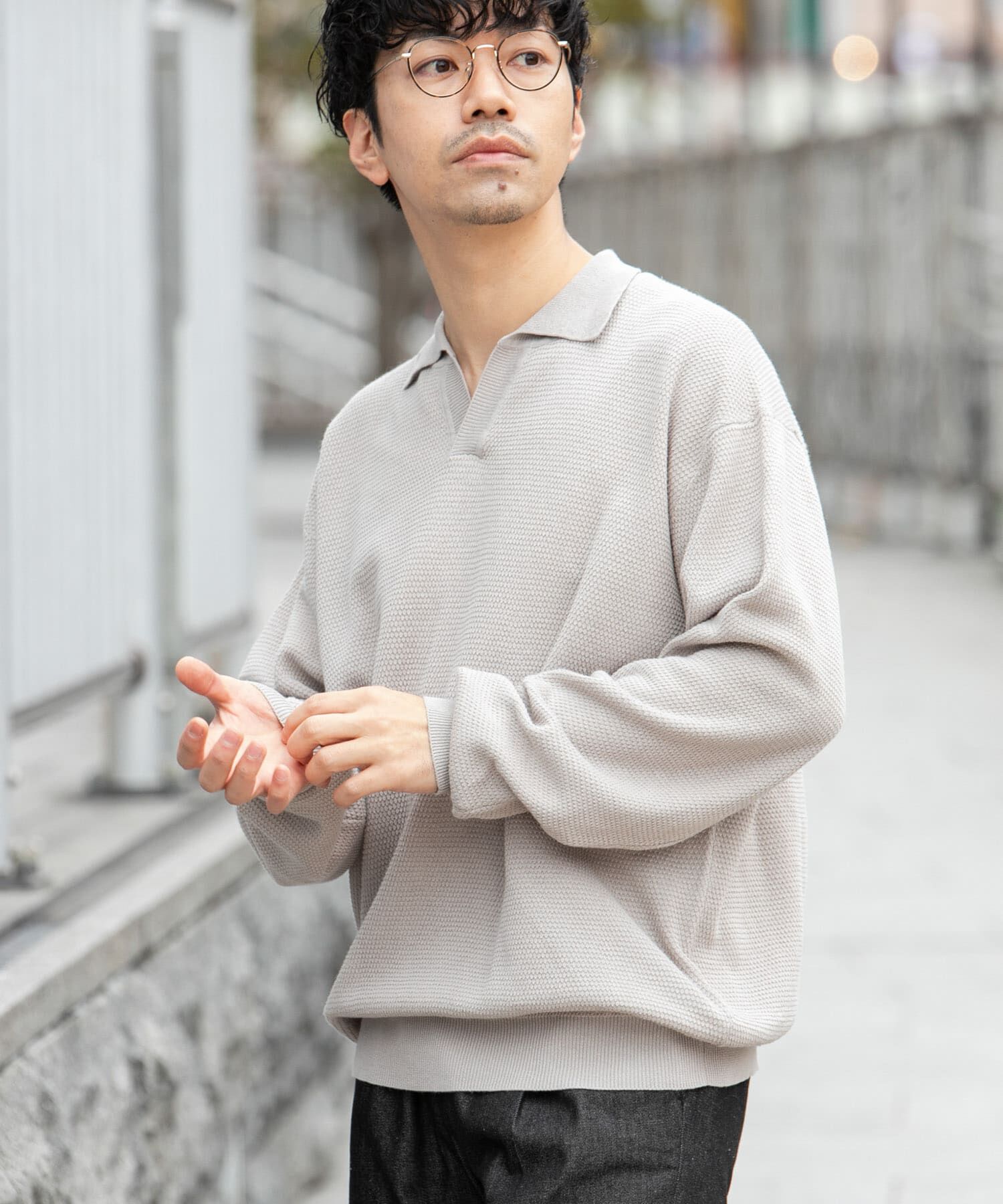 URBAN RESEARCH ROSSO「『WEB限定』変形カノコスキッパーニットポロ」|ニット・セーター|