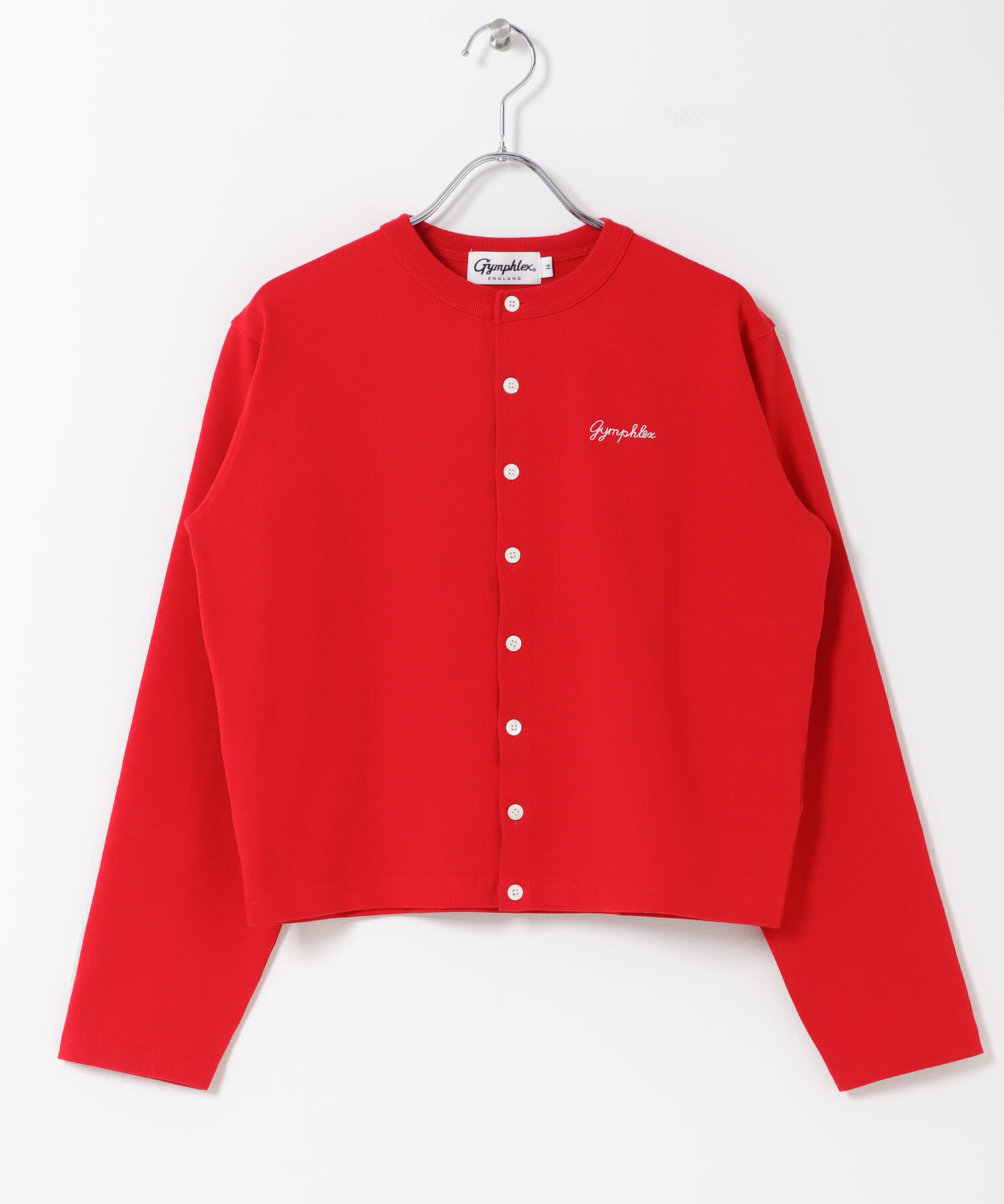 URBAN RESEARCH DOORS「GYMPHLEX　SHORT CREW NECK CARDIGAN」|カーディガン|レッド