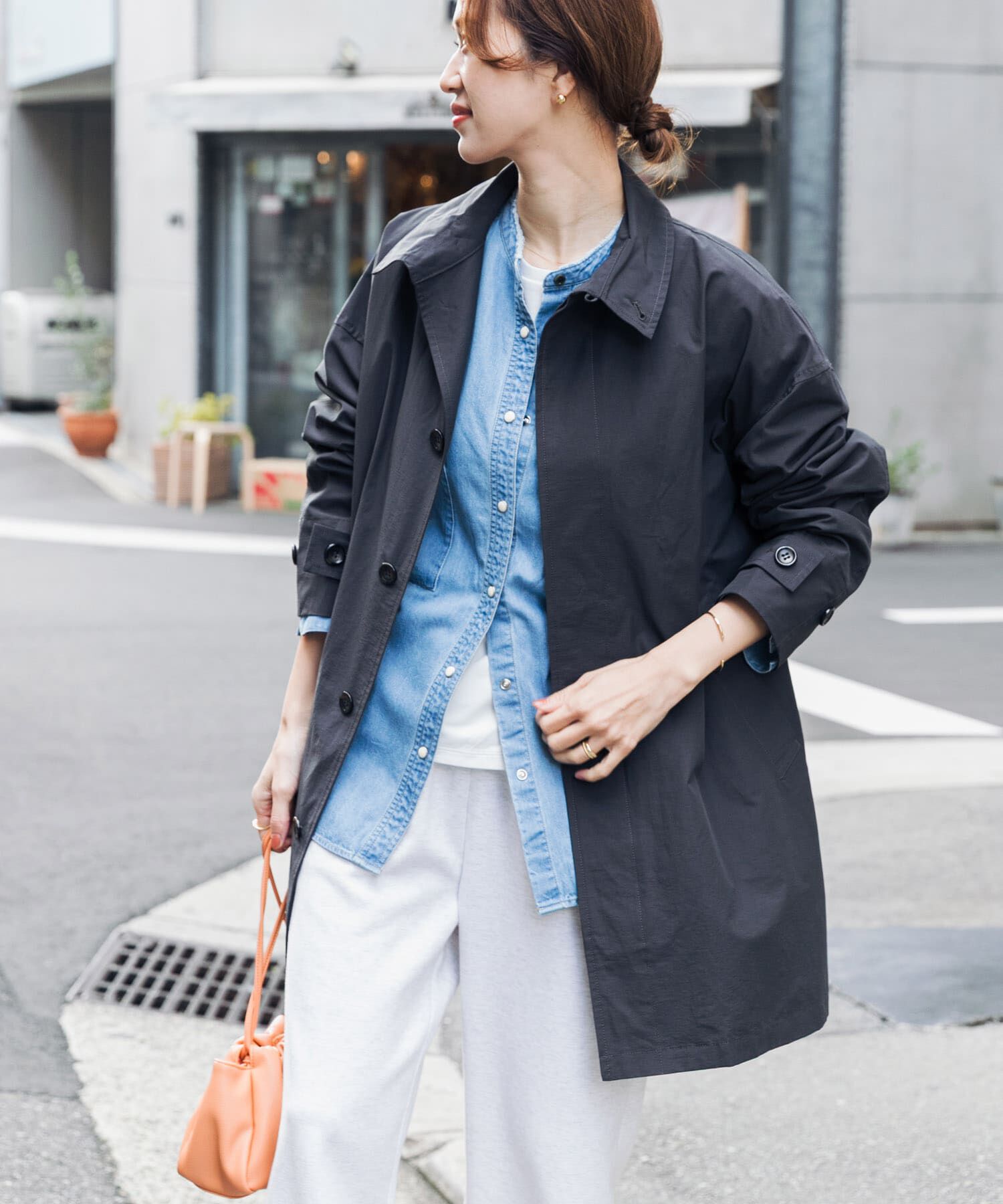URBAN RESEARCH DOORS「『撥水』スタンドミドルコート」|ステンカラーコート|