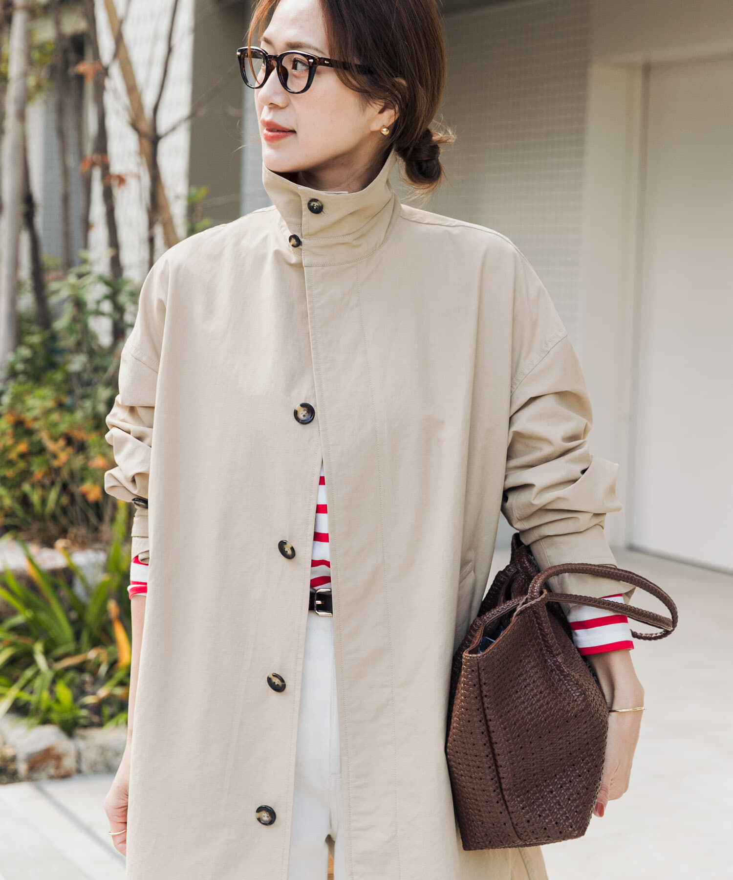 URBAN RESEARCH DOORS「『撥水』スタンドミドルコート」|ステンカラーコート|ベージュ