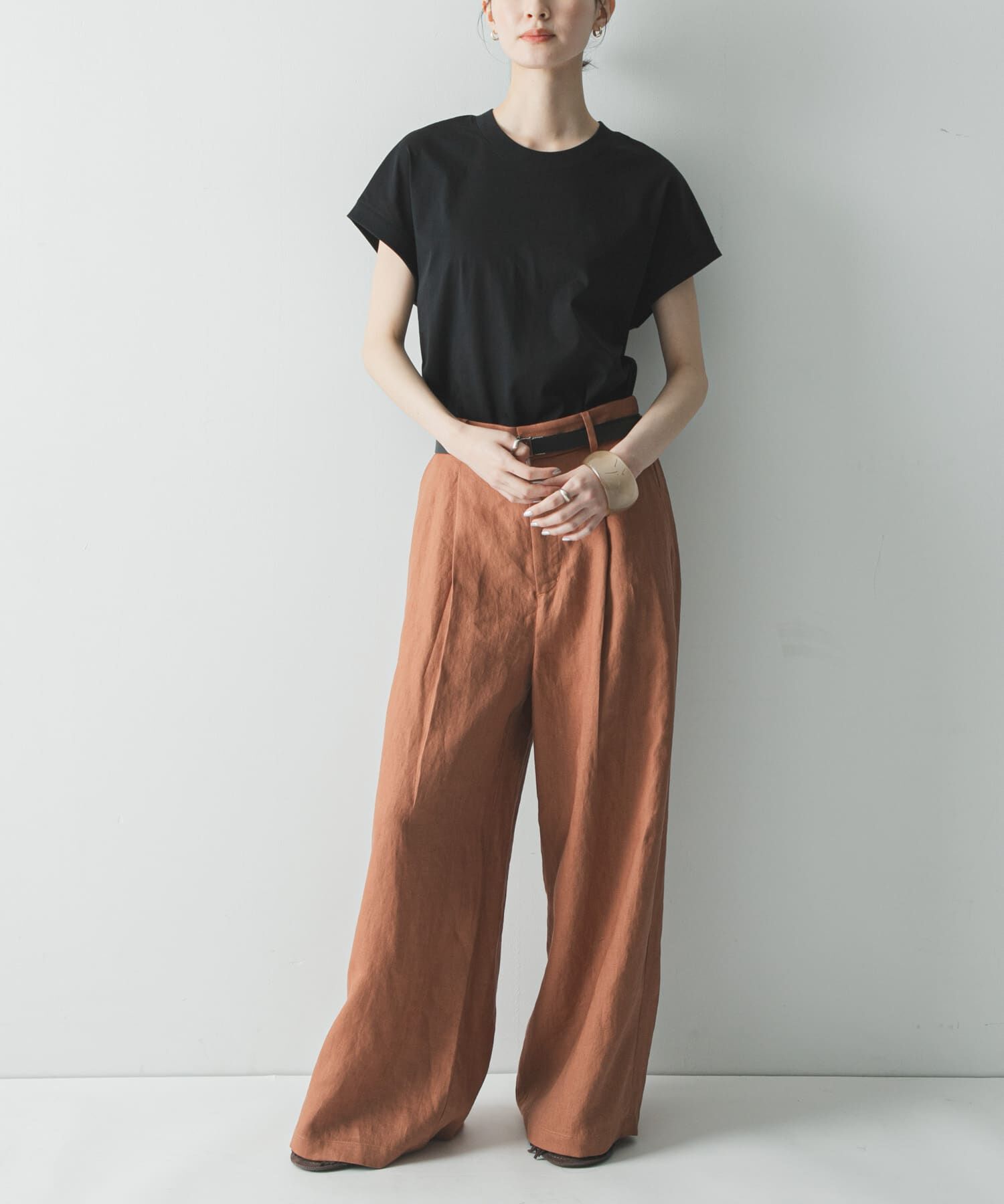 URBAN RESEARCH「『UR TECH/汗染み防止』スーピマコットンフレンチスリーブカットソー」|Tシャツ・カットソー|