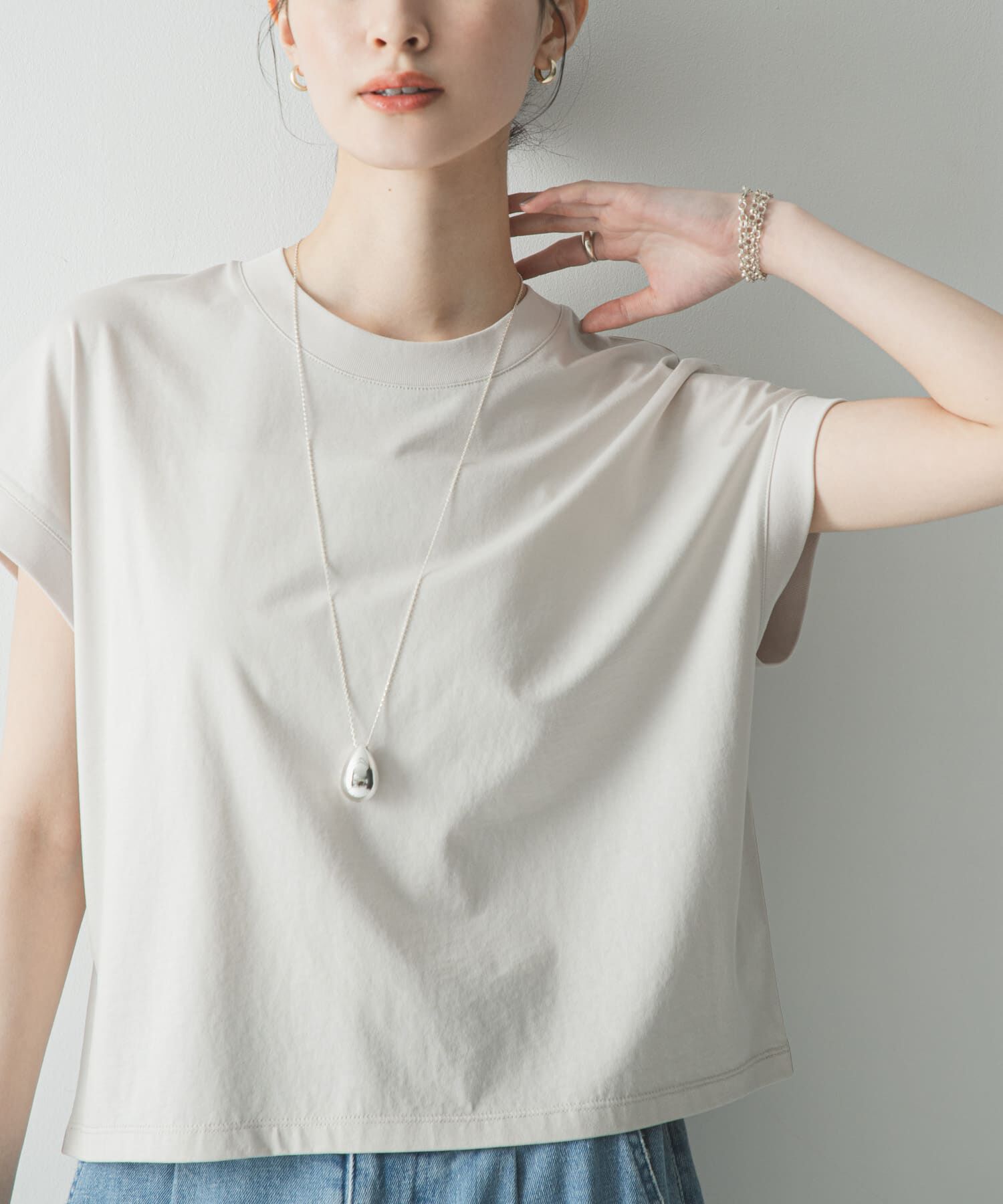 URBAN RESEARCH「『UR TECH/汗染み防止』スーピマコットンフレンチスリーブカットソー」|Tシャツ・カットソー|