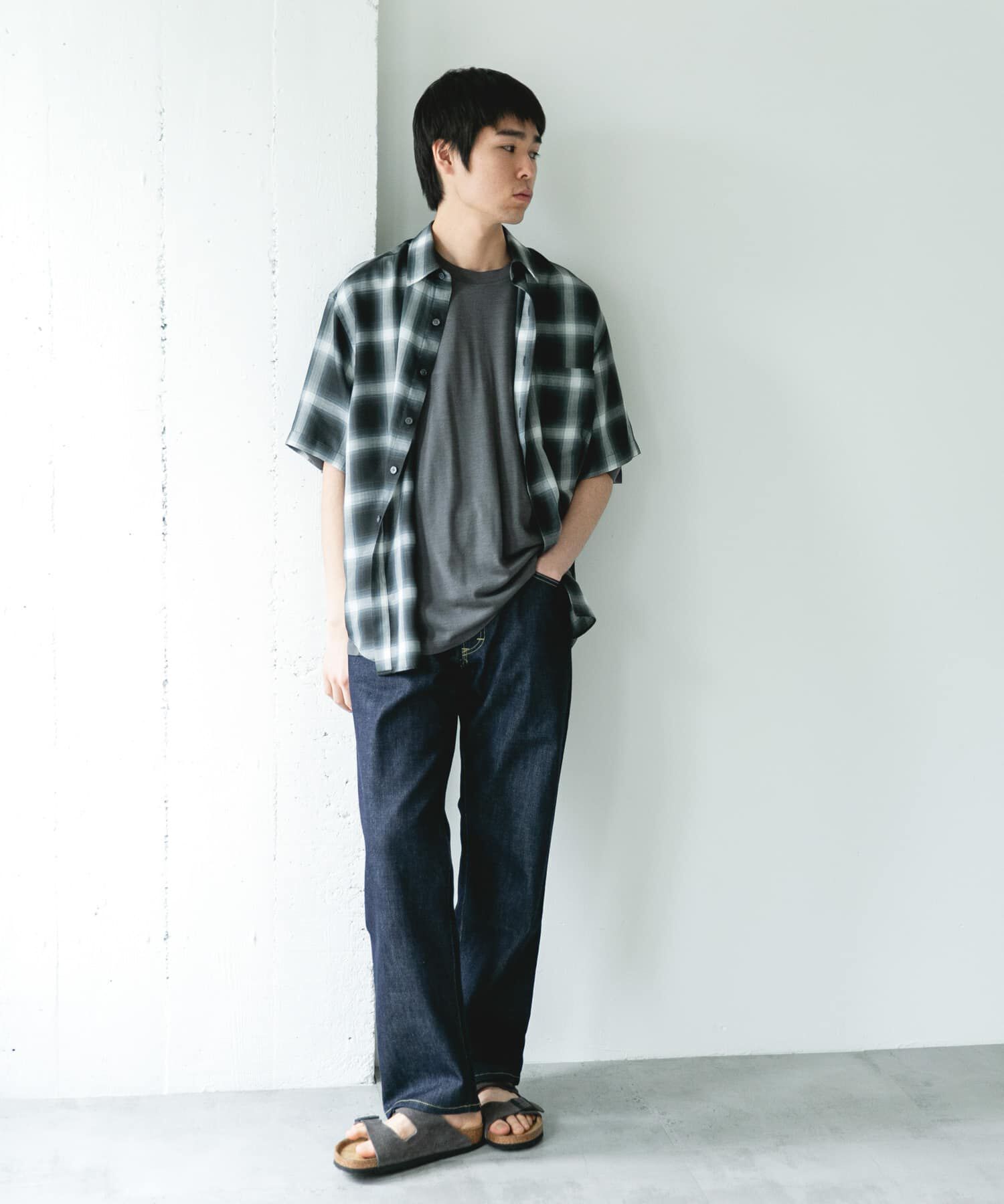 URBAN RESEARCH DOORS「オンブレチェック レギュラーカラーショートスリーブシャツ」|シャツ・ブラウス|
