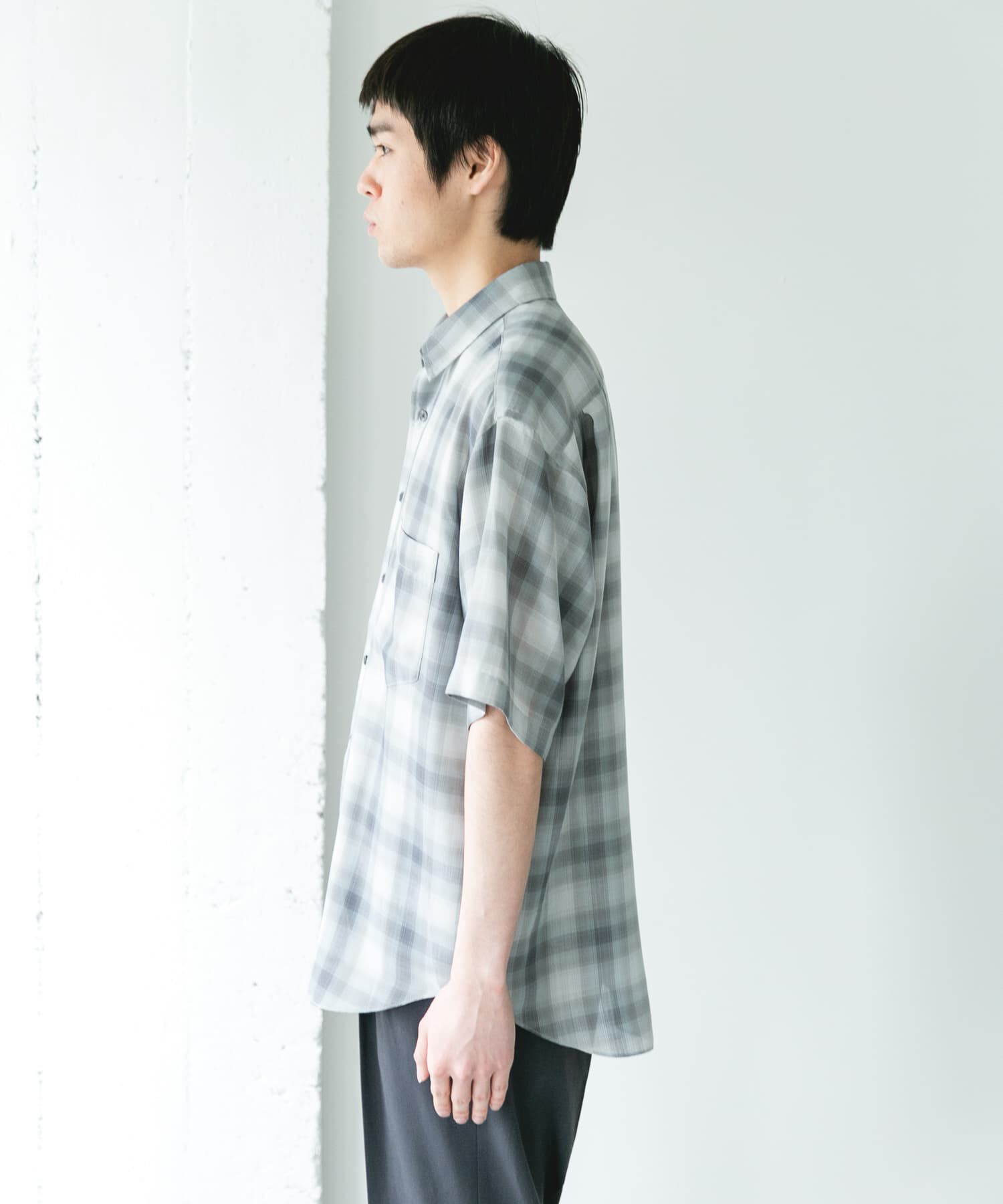 URBAN RESEARCH DOORS「オンブレチェック レギュラーカラーショートスリーブシャツ」|シャツ・ブラウス|