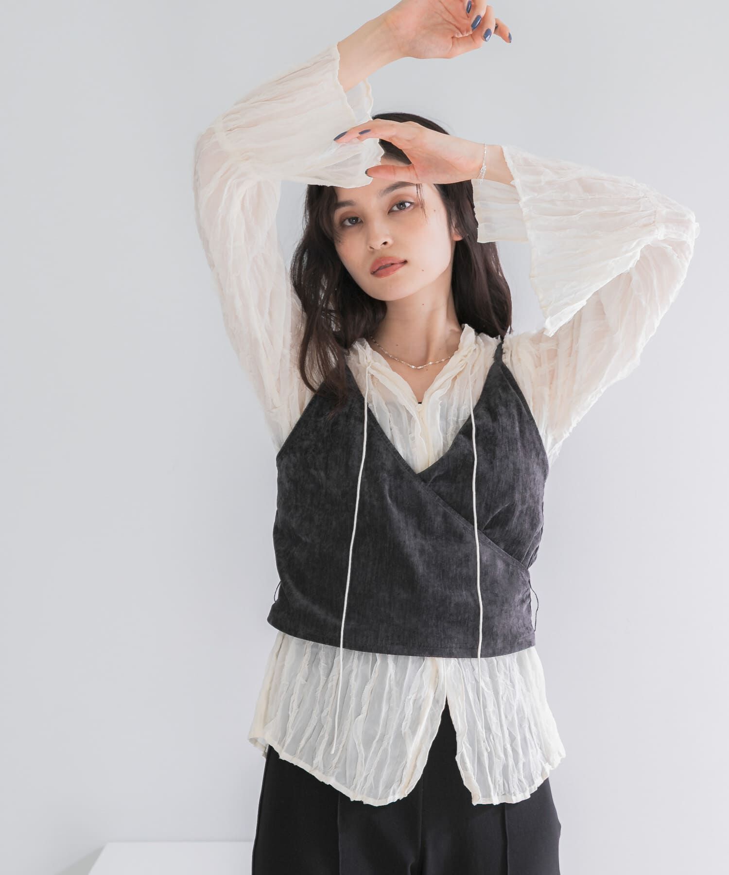 URBAN RESEARCH ROSSO「ワッシャープリーツシアーブラウス」|シャツ・ブラウス|