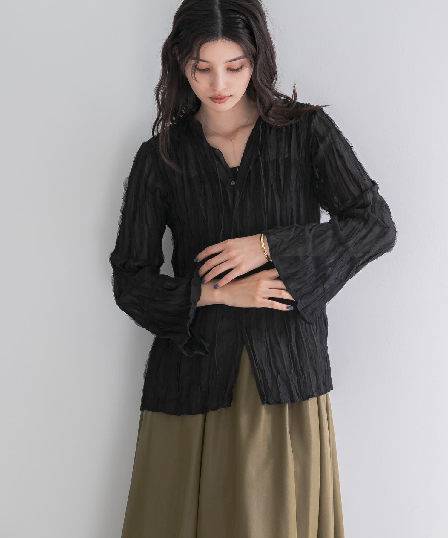 URBAN RESEARCH ROSSO「ワッシャープリーツシアーブラウス」|シャツ・ブラウス|