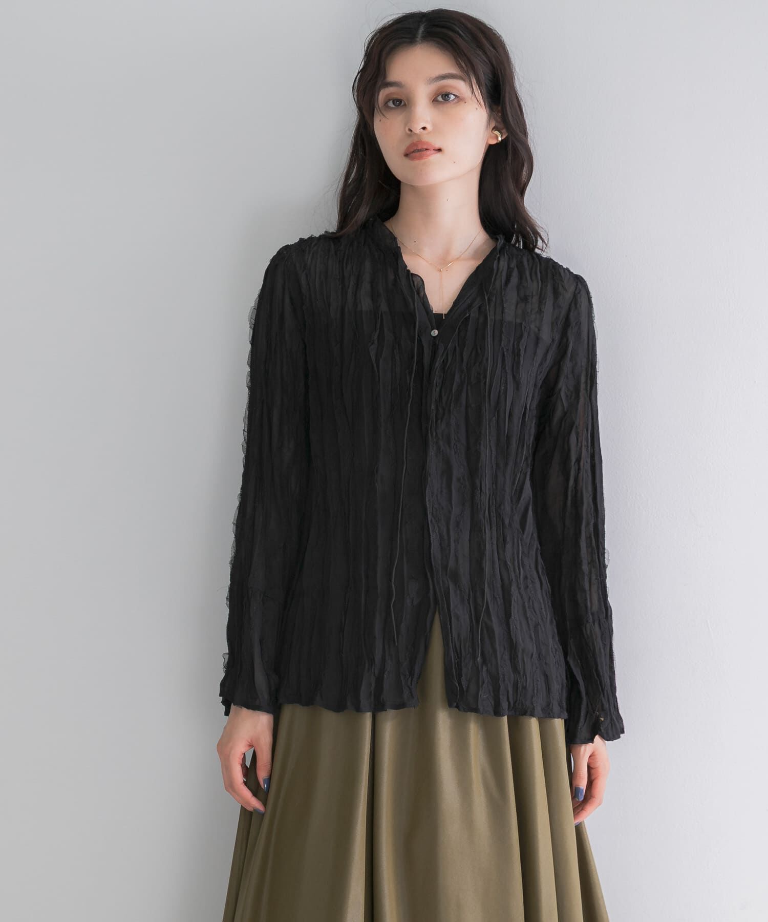 URBAN RESEARCH ROSSO「ワッシャープリーツシアーブラウス」|シャツ・ブラウス|