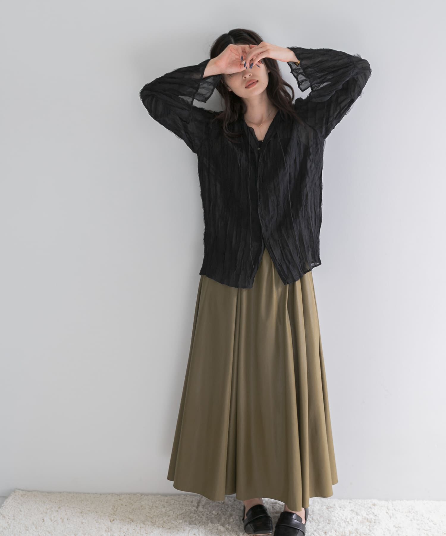 URBAN RESEARCH ROSSO「ワッシャープリーツシアーブラウス」|シャツ・ブラウス|