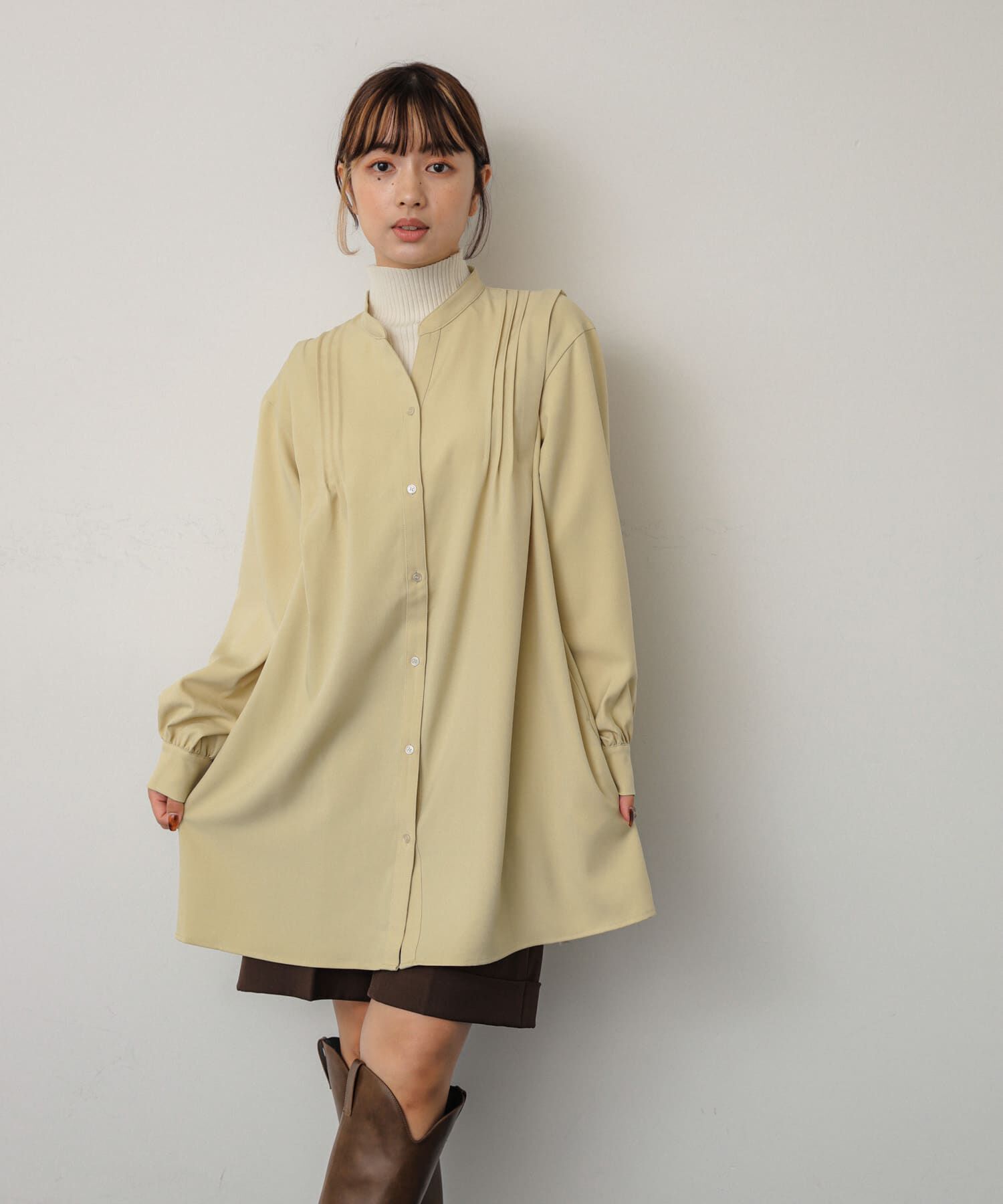 SENSE OF PLACE by URBAN RESEARCH「『Shortサイズあり』タックシャツワンピース」|ワンピース|