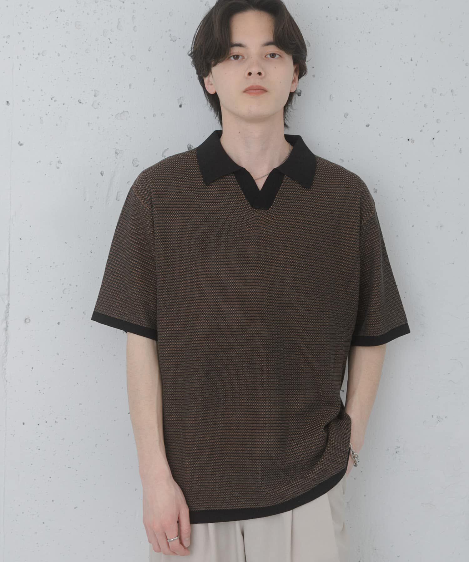 SENSE OF PLACE by URBAN RESEARCH「『洗濯可』ミックススキッパーニット」|ニット・セーター|オリーブ