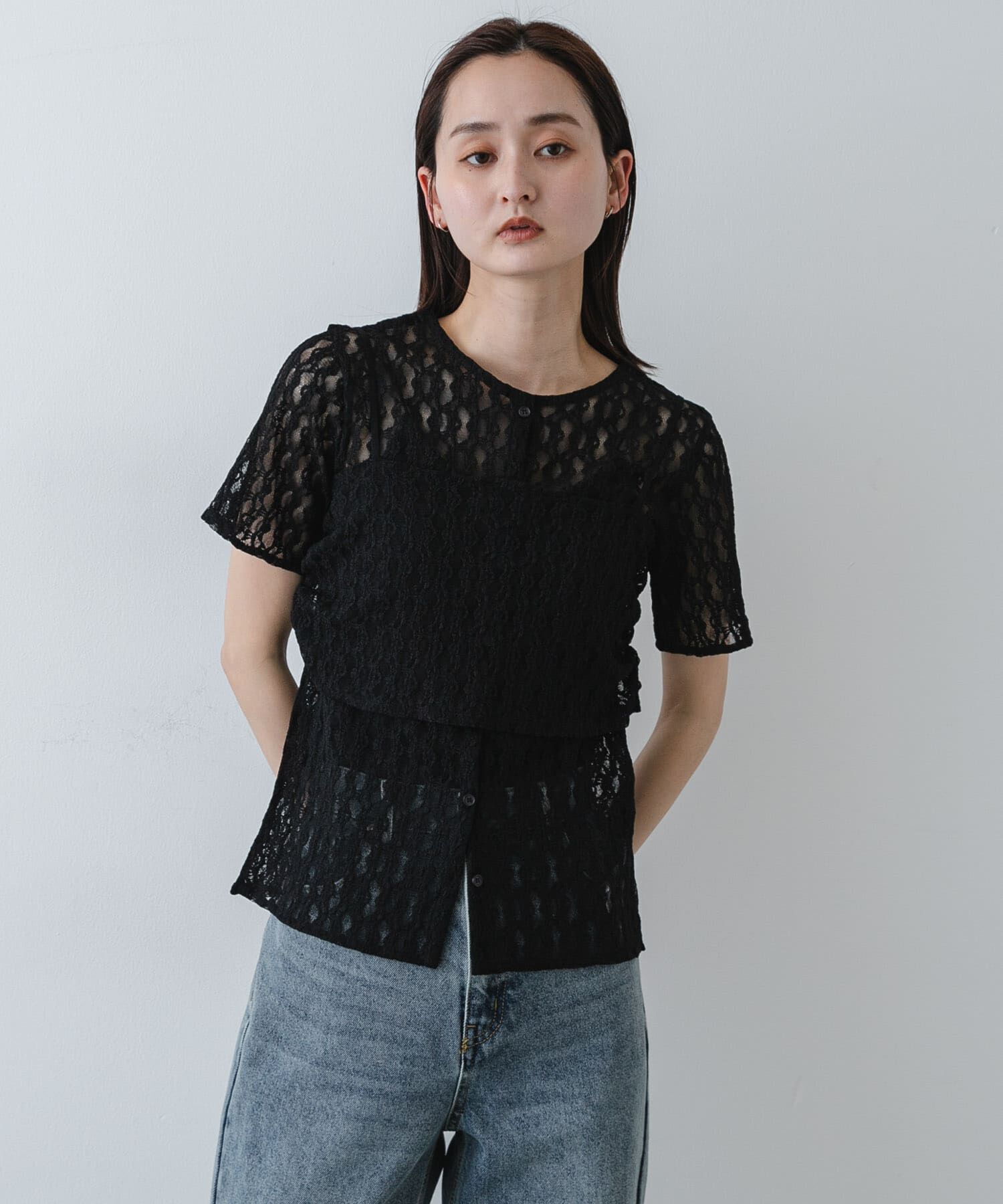 SENSE OF PLACE by URBAN RESEARCH「レースビスチェアンサンブルカットトップ」|Tシャツ・カットソー|
